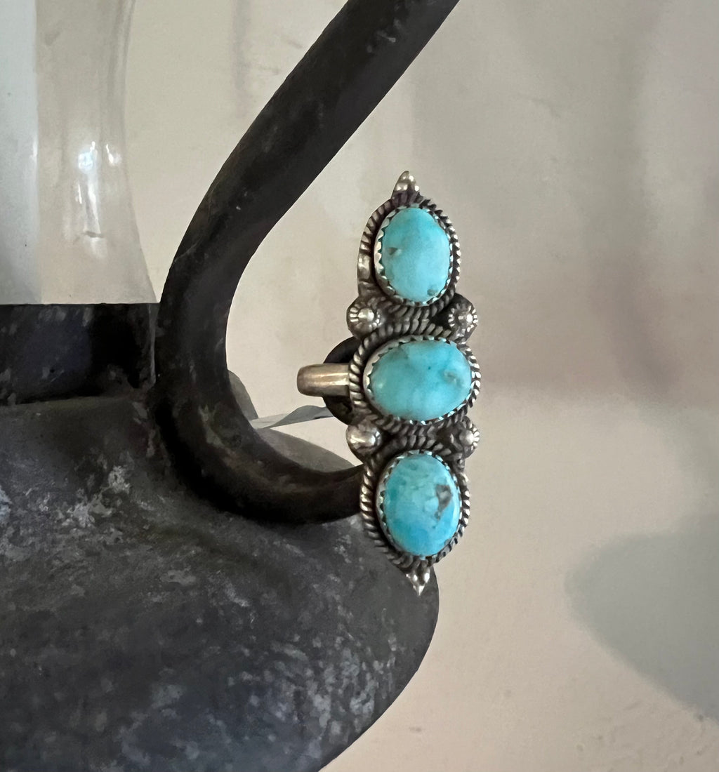 Sterling Silver White Water triple stone ring