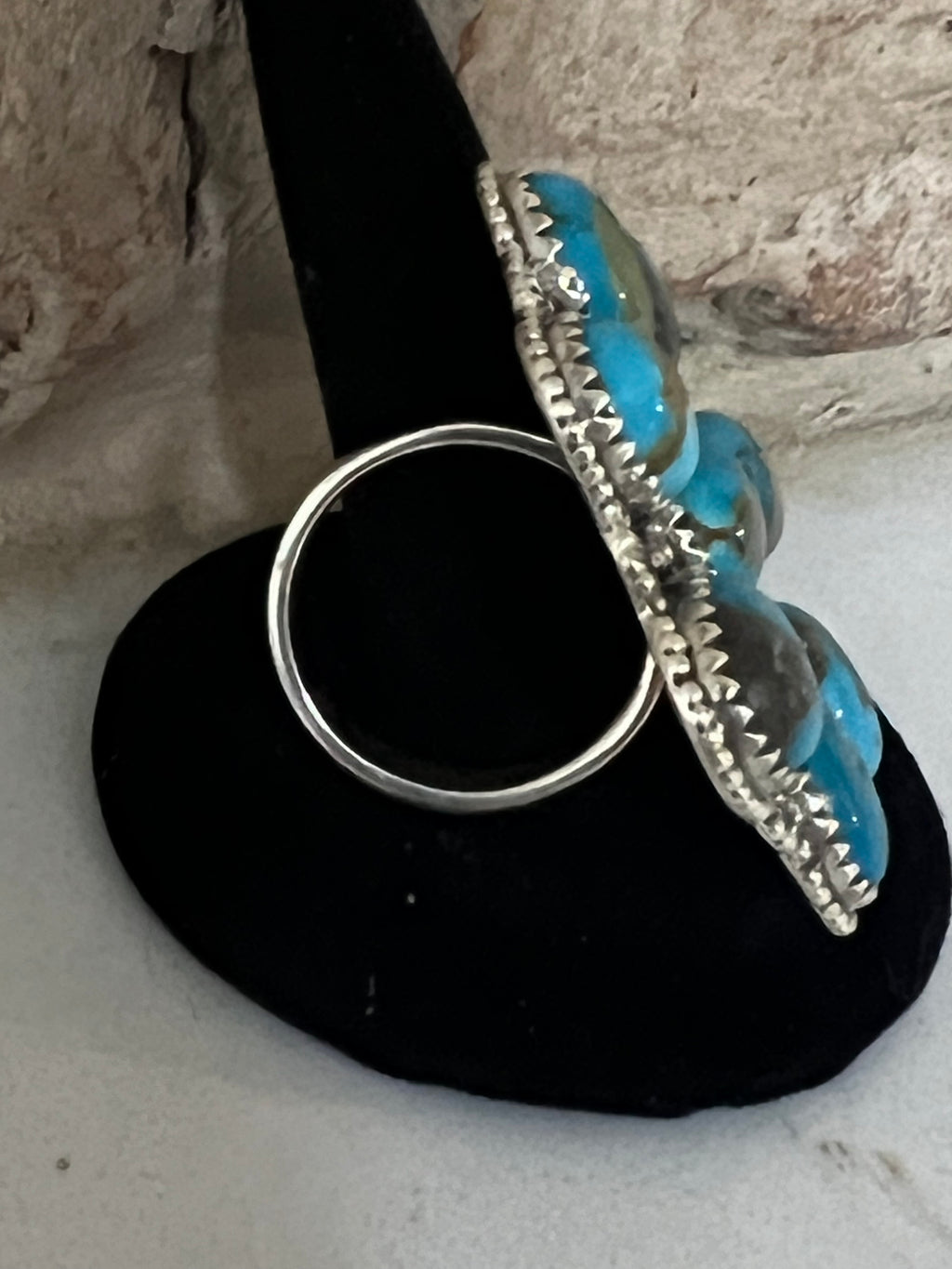 Sterling Silver Kingman Turquoise Cluster Ring