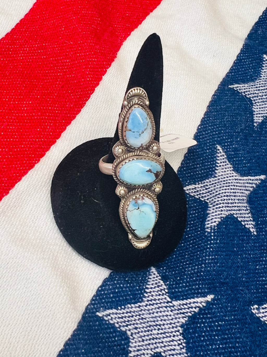 Sterling Silver Triple Stone Golden Hill Ring