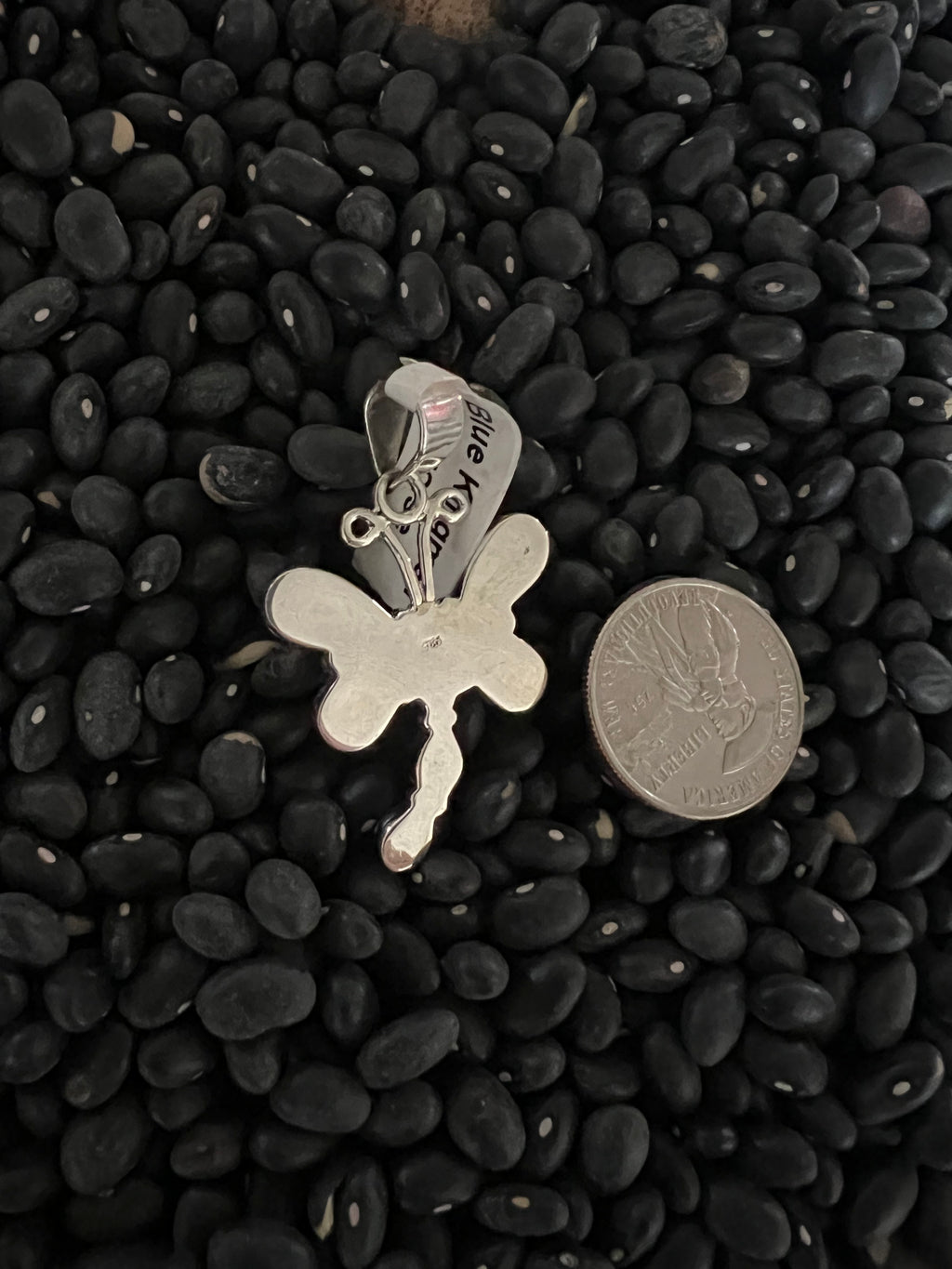 Sterling Silver Blue Kingman Turquoise Dragonfly Pendant
