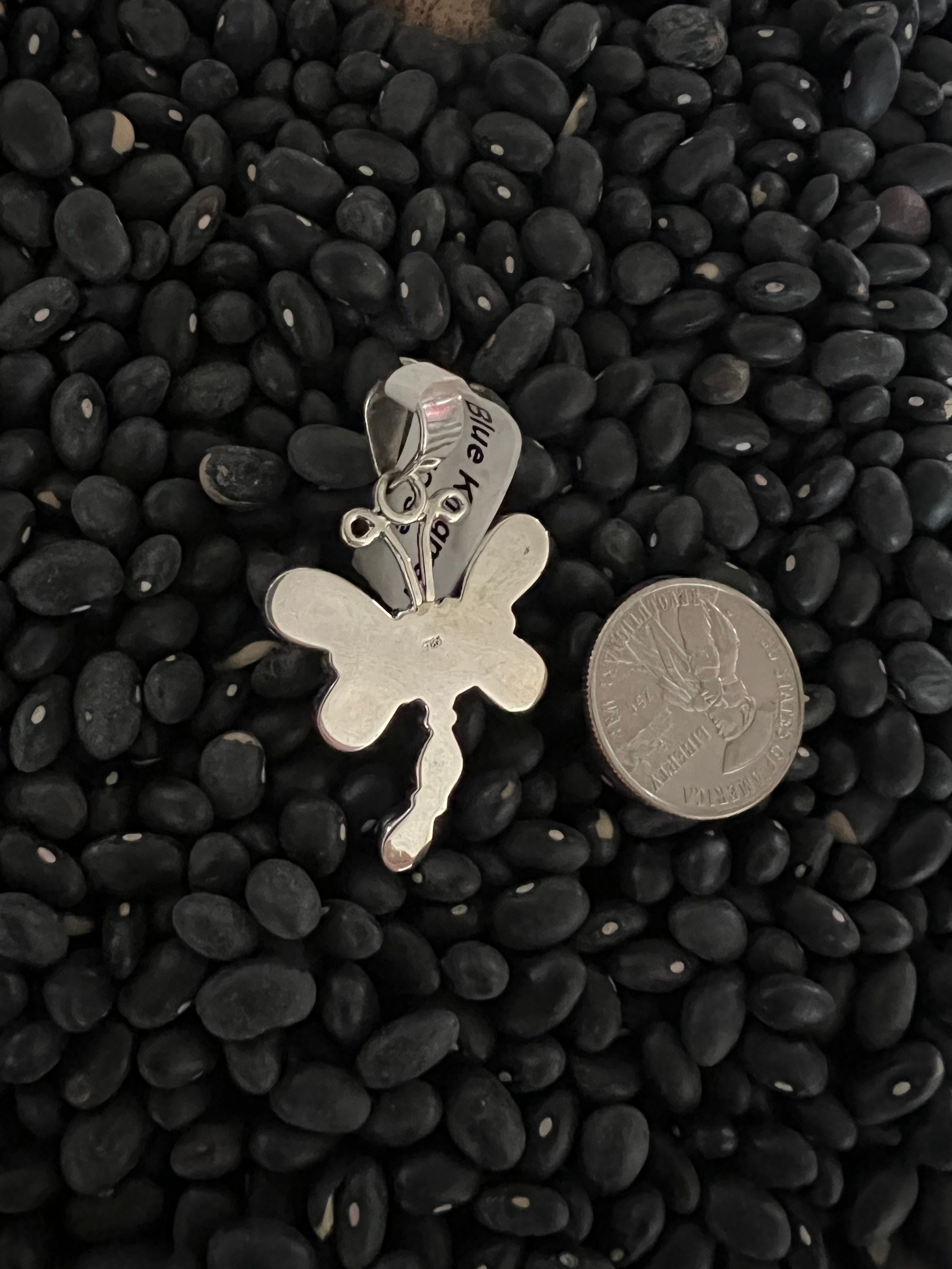 Sterling Silver Blue Kingman Turquoise Dragonfly Pendant