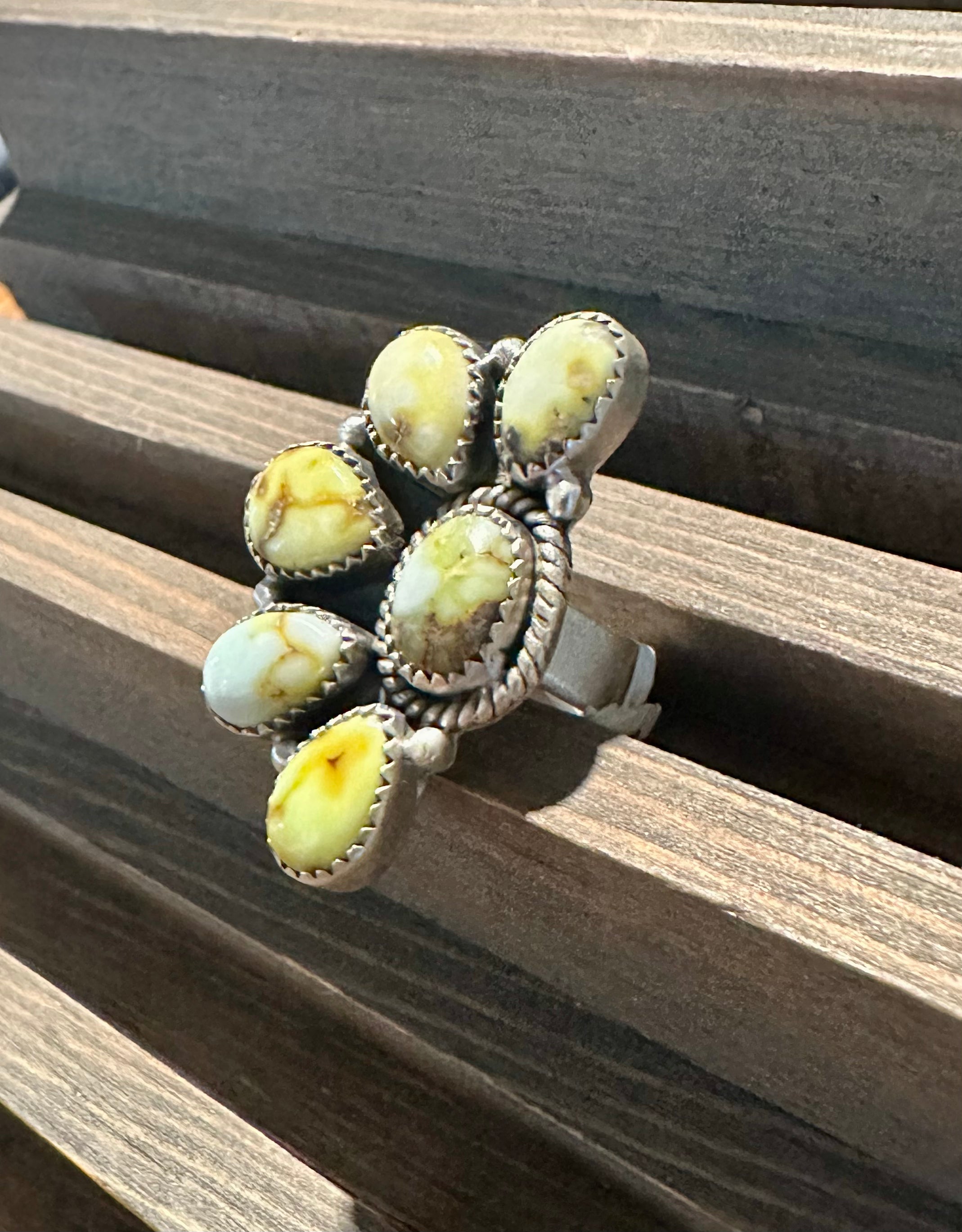 Sterling Silver Palomino half cluster ring