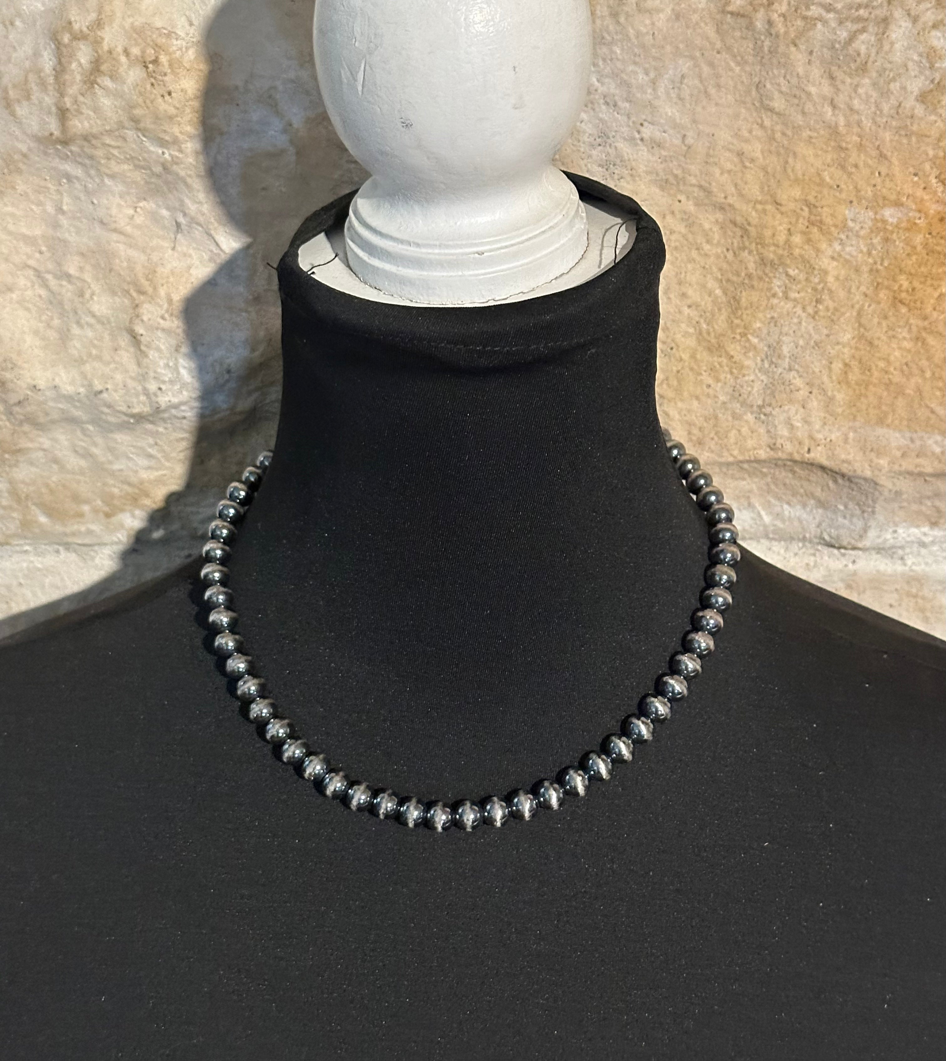 SILVER OVER BRASS 8MM PEARL NECKLACE