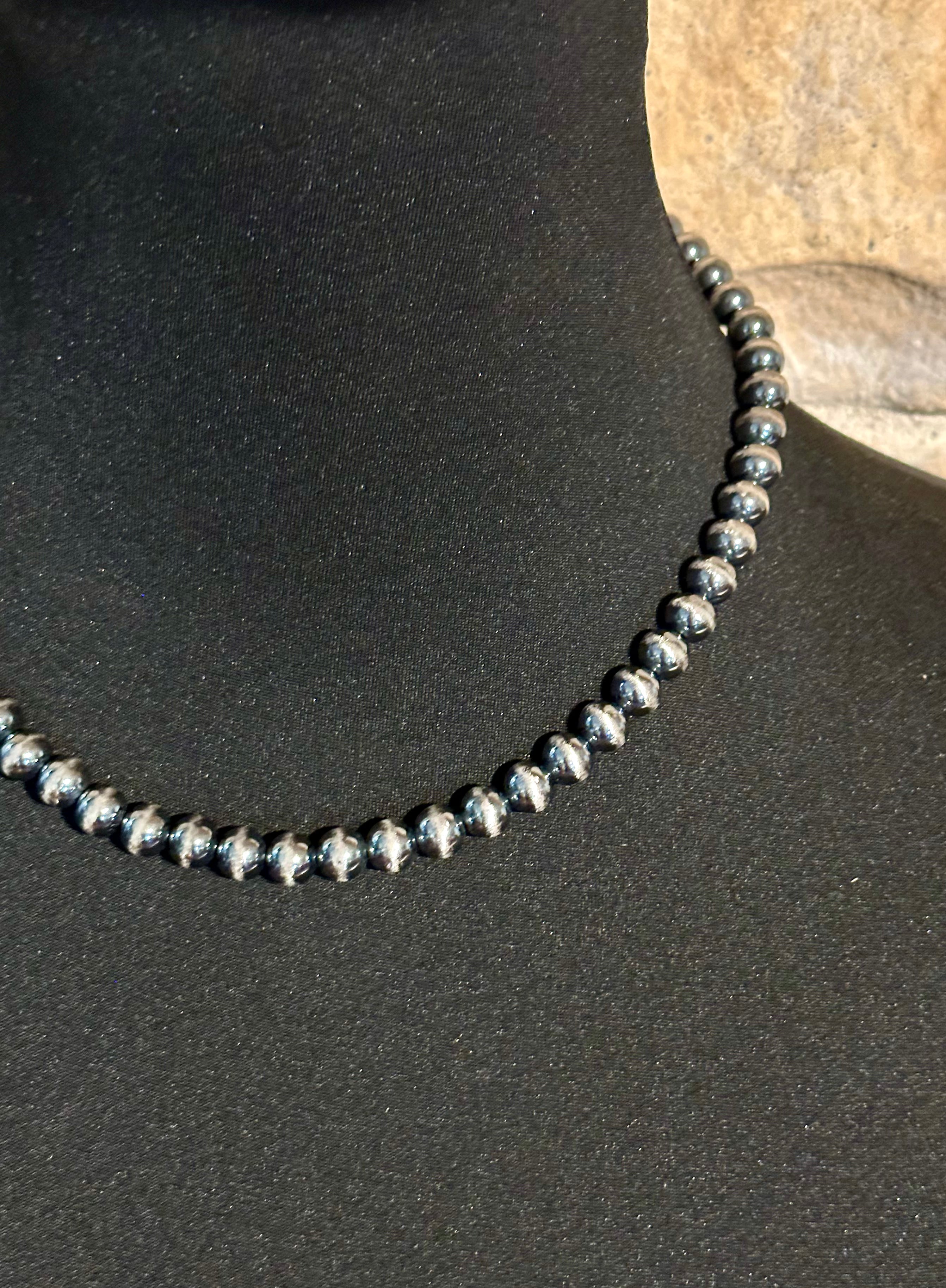 SILVER OVER BRASS 8MM PEARL NECKLACE