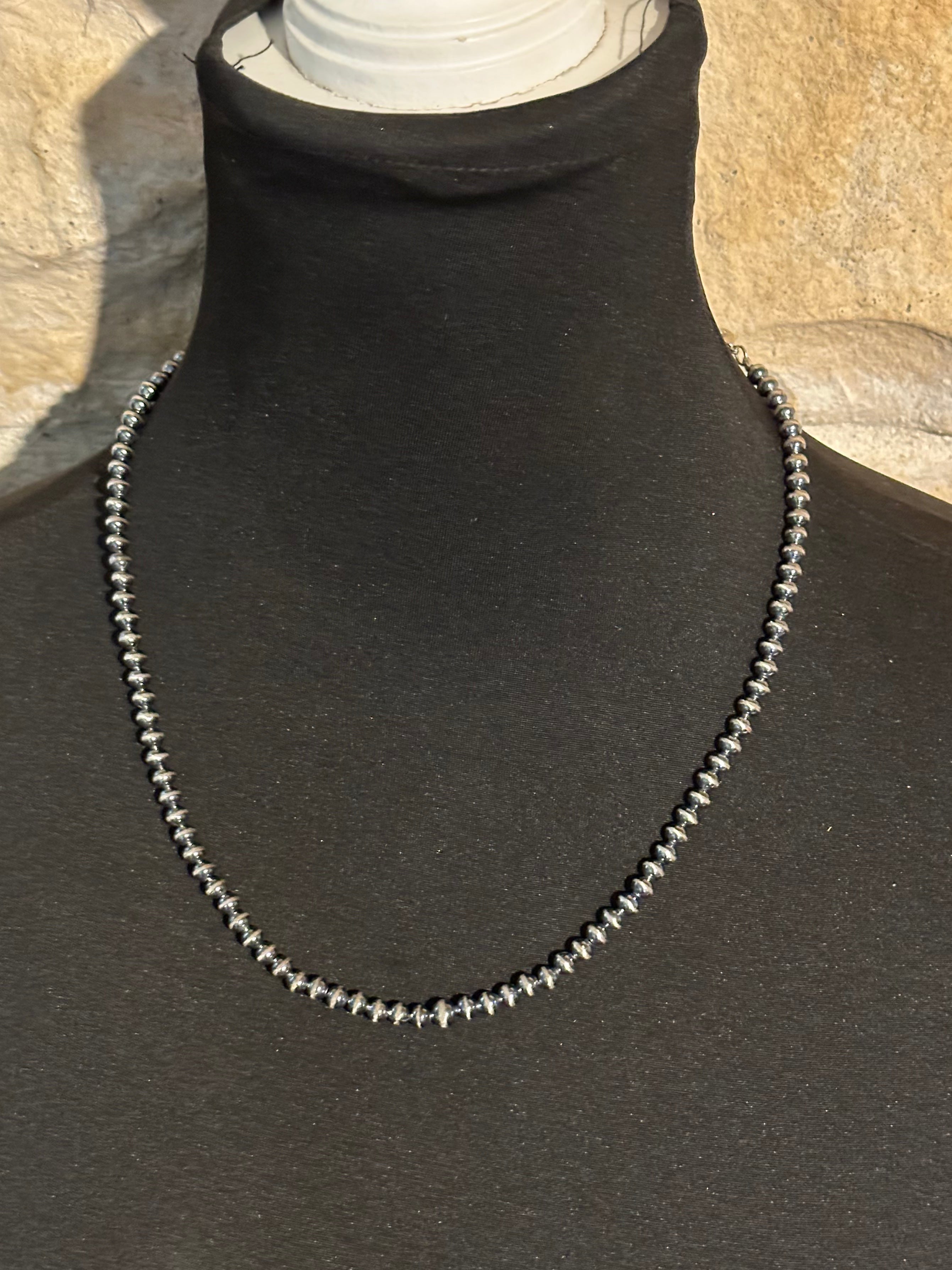 SILVER OVER BRASS 6MM PEARL NECKLACE