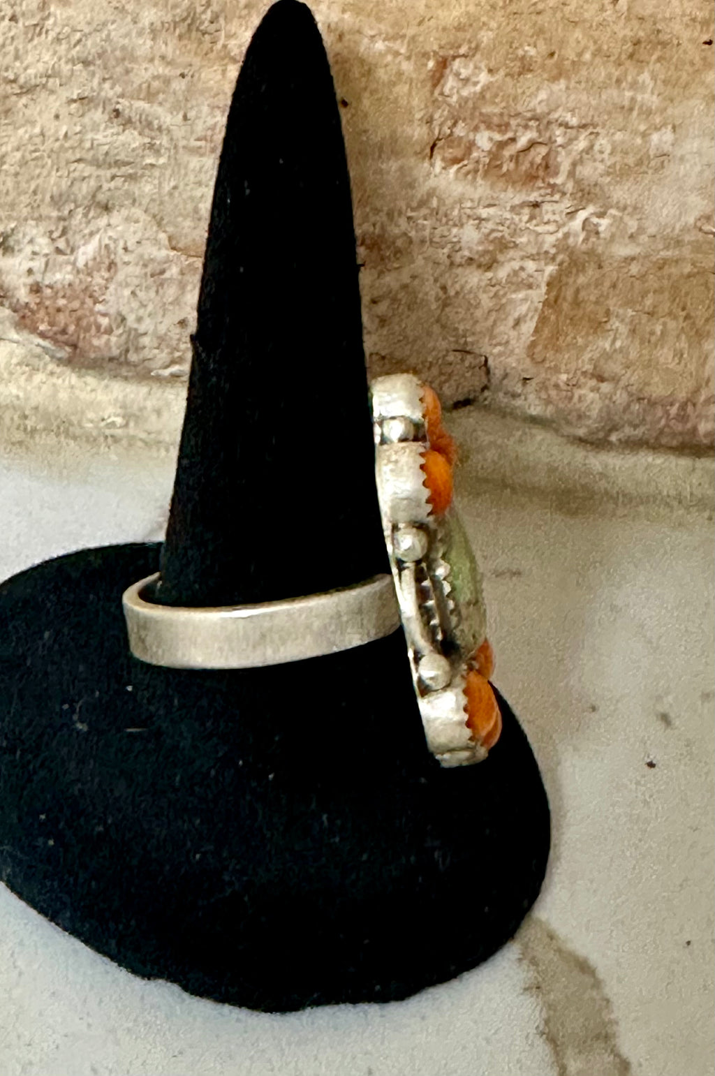 Sterling Silver Spiny Oyster and Opal Ring
