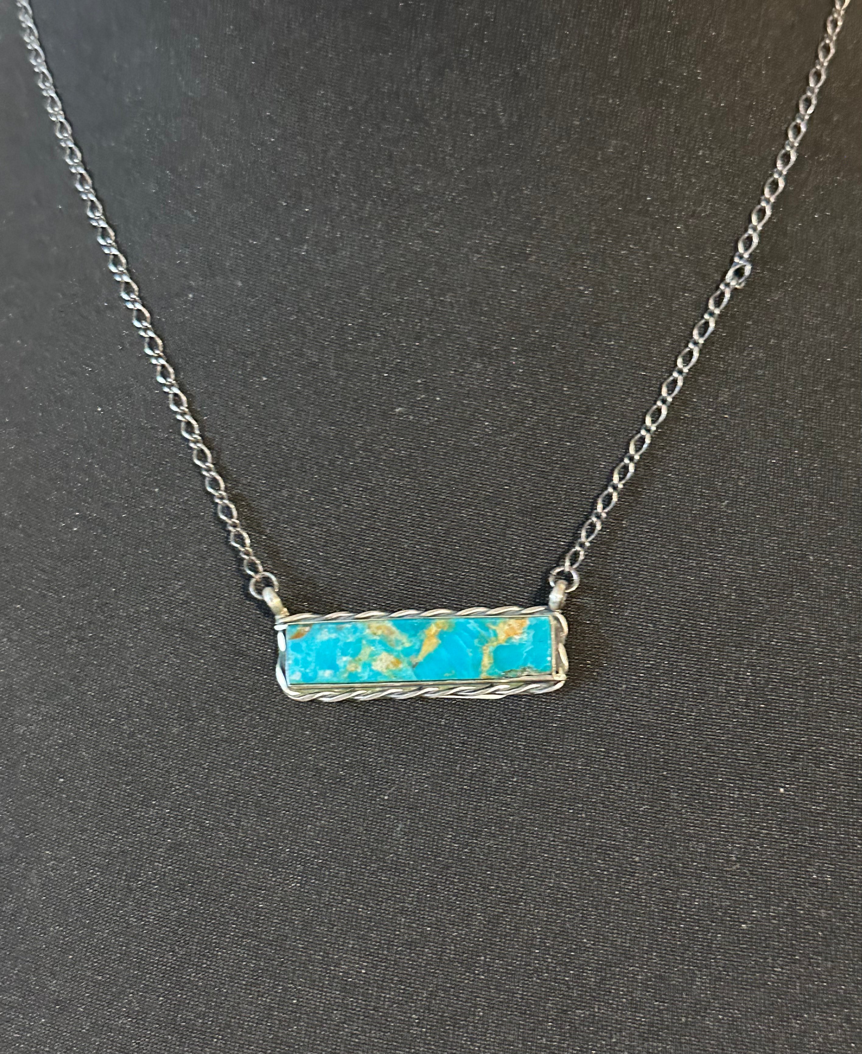 Sterling Silver Large Mine 8 Native Bar Necklace