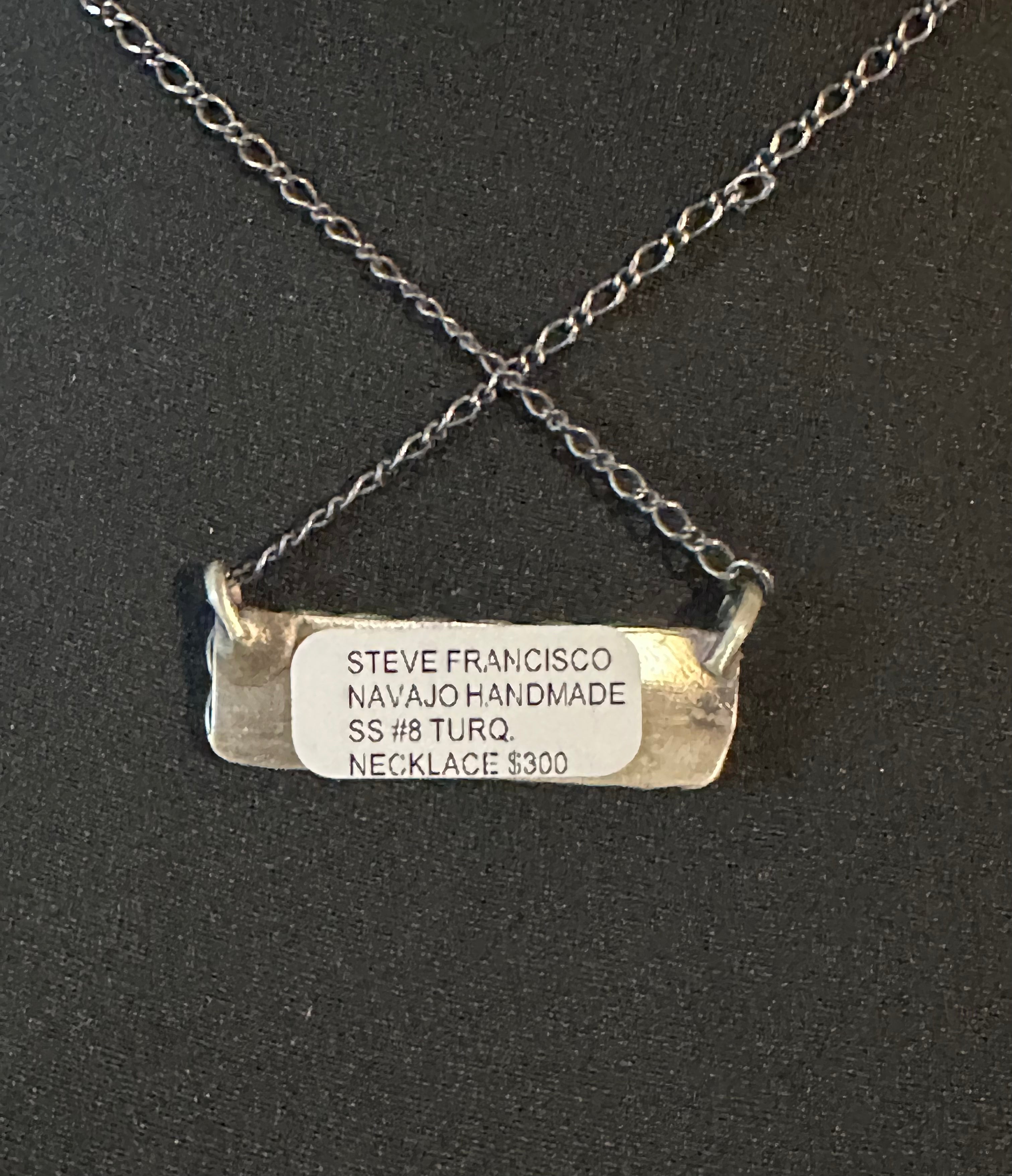 Sterling Silver Large Mine 8 Native Bar Necklace