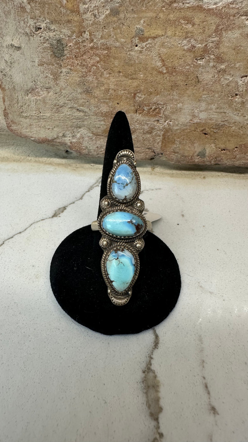 Sterling Silver Triple Stone Golden Hill Ring
