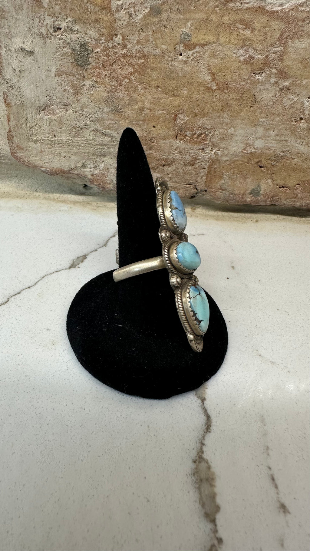 Sterling Silver Triple Stone Golden Hill Ring