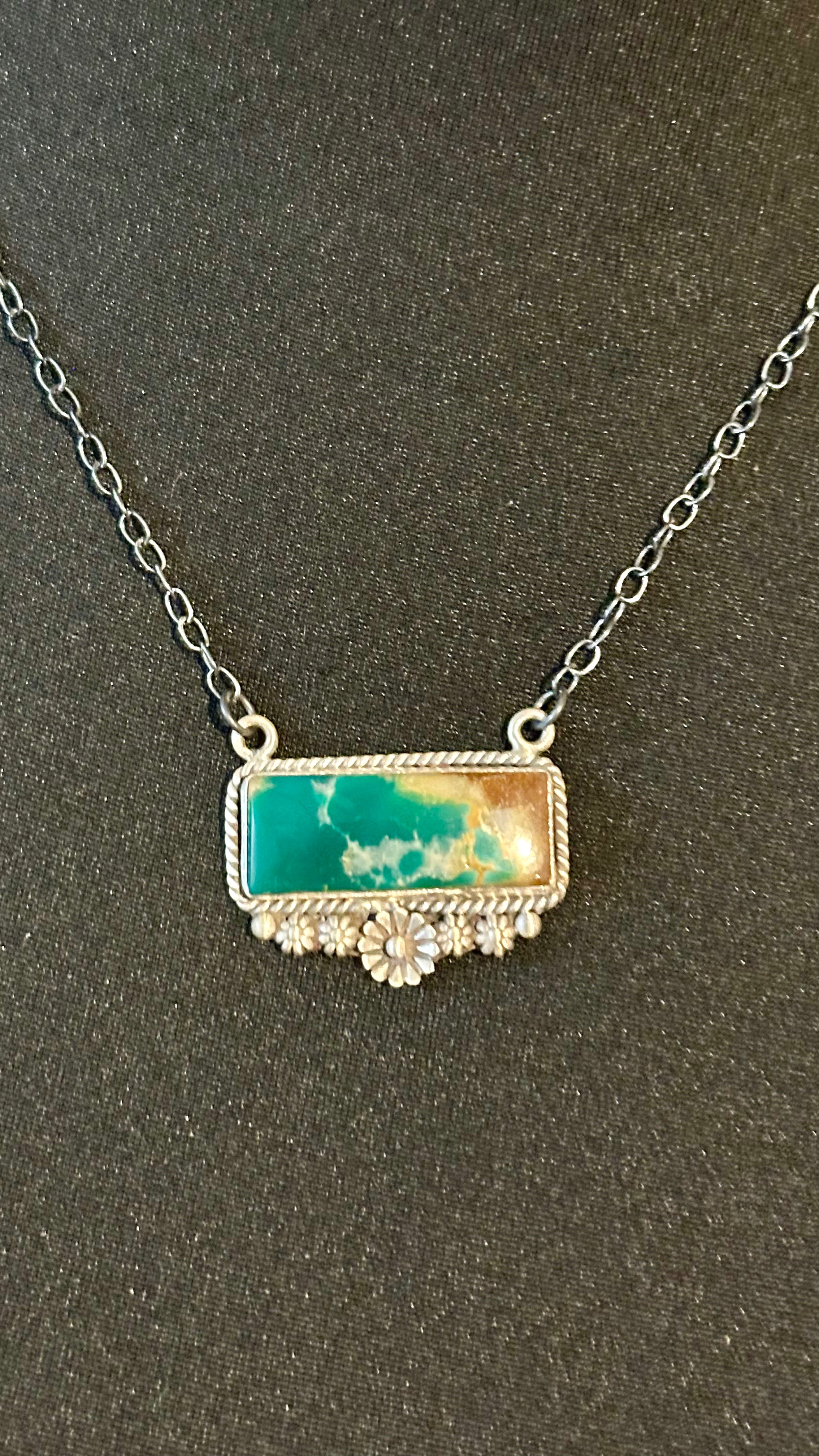 Sterling Silver Fox Turquoise Bar Necklace