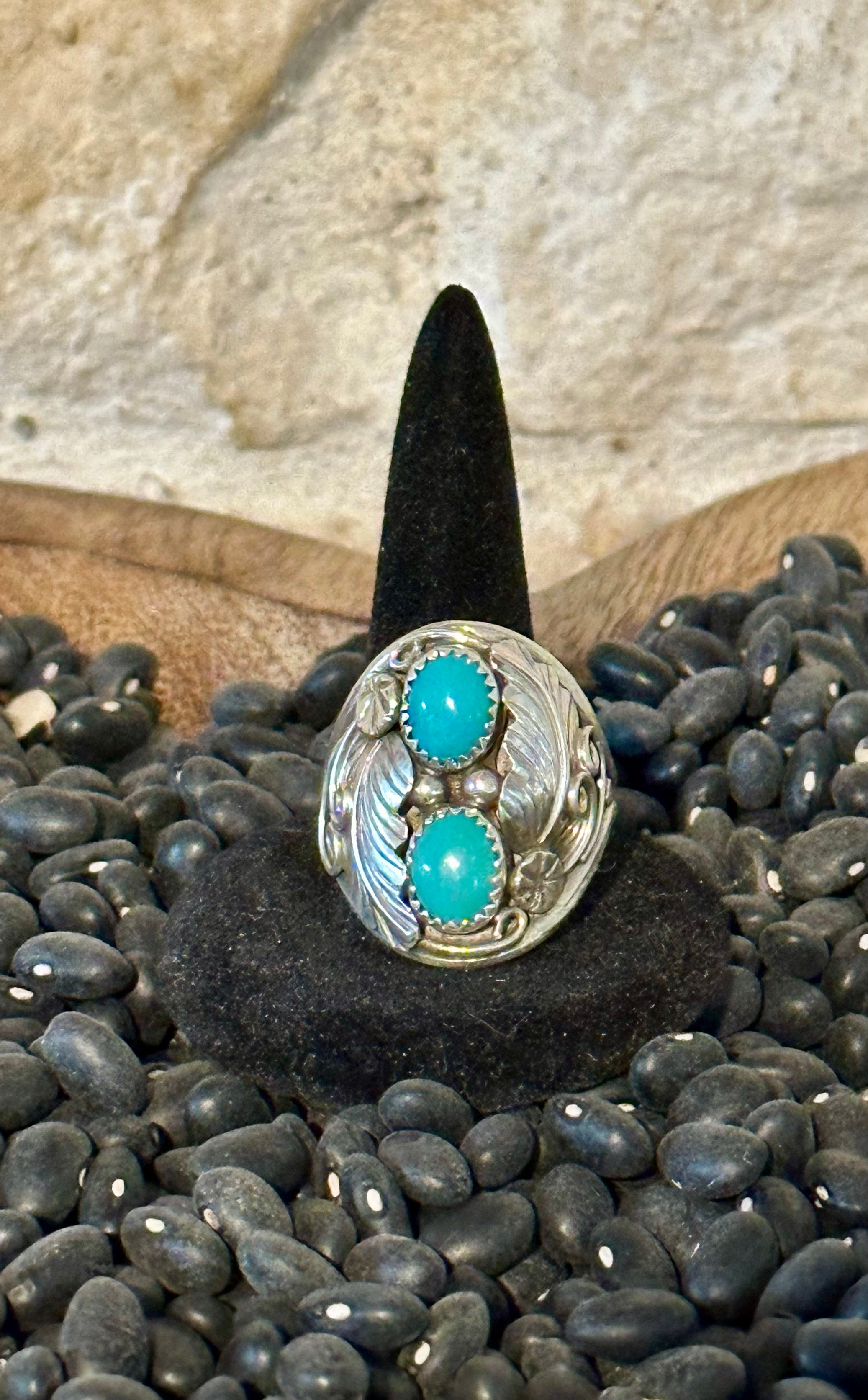 Men's Native Sterling Silver Turquoise Ring