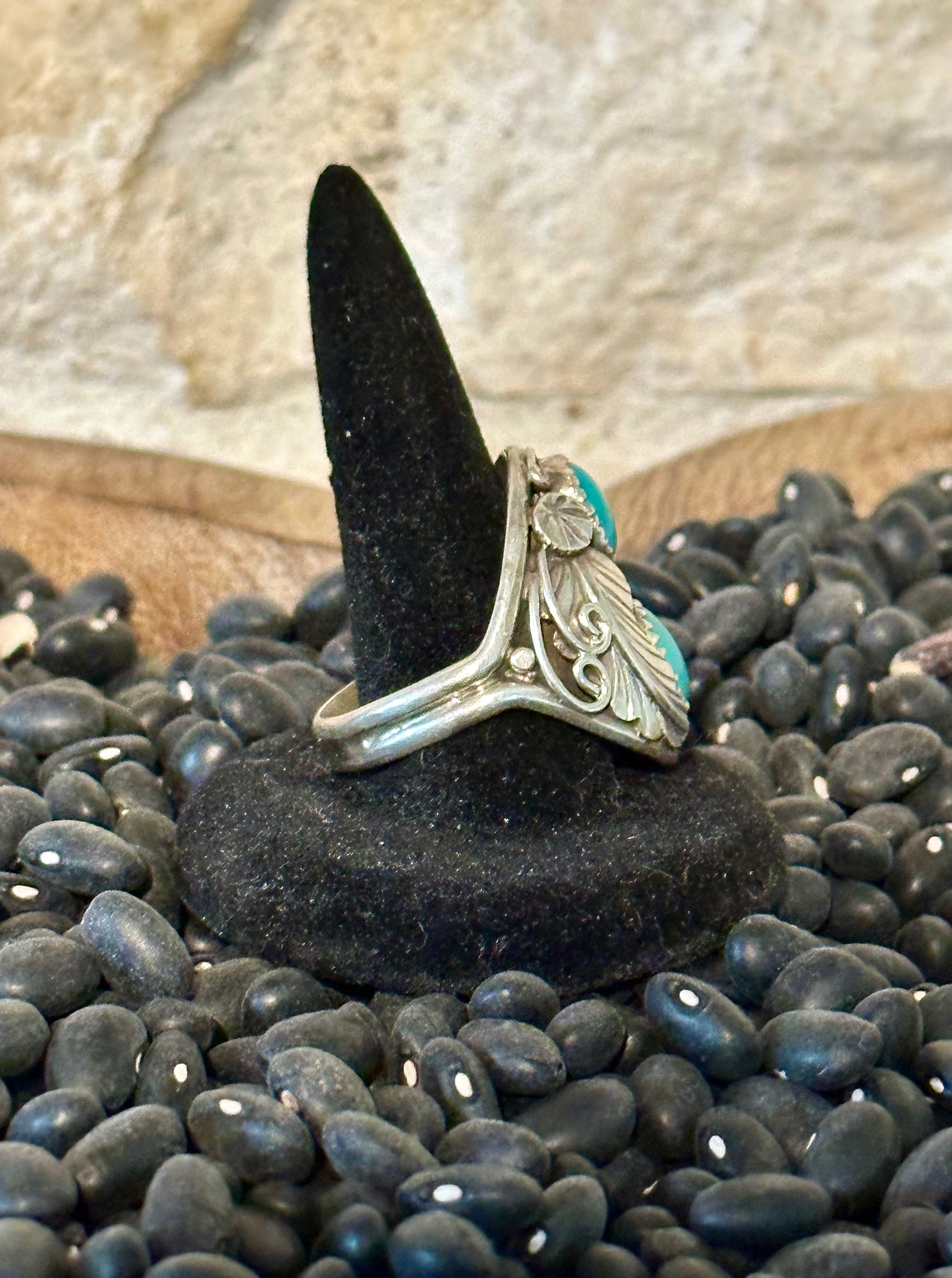 Men's Native Sterling Silver Turquoise Ring