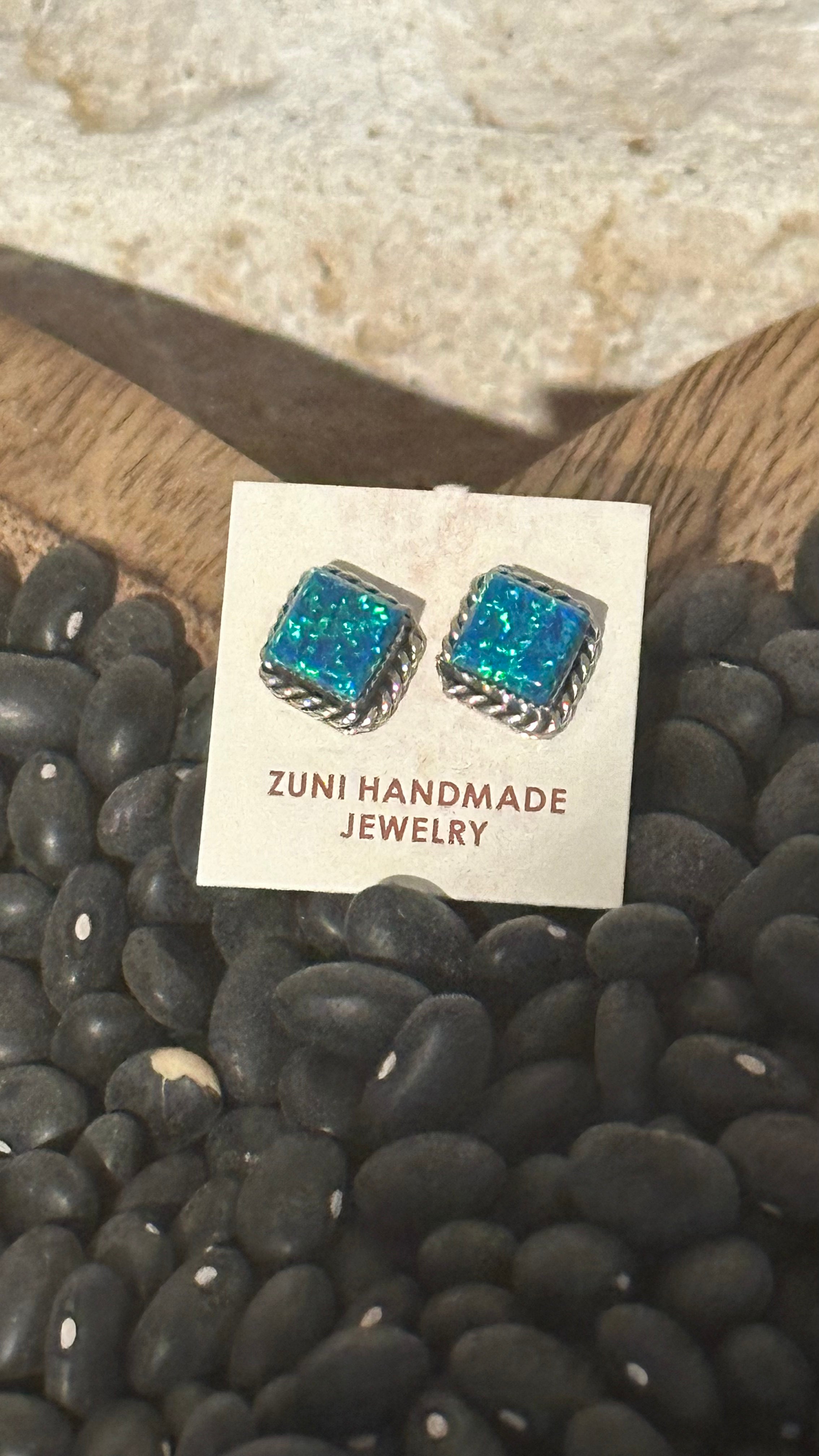 Native Zuni Sterling Silver Studs