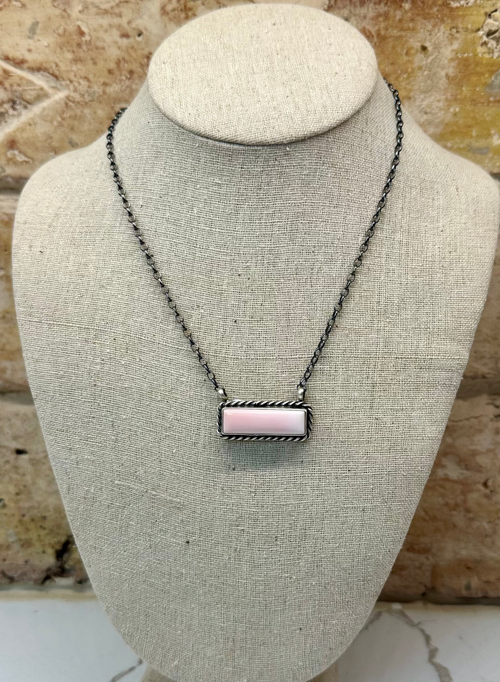 Native Pink Conch large Bar Necklace