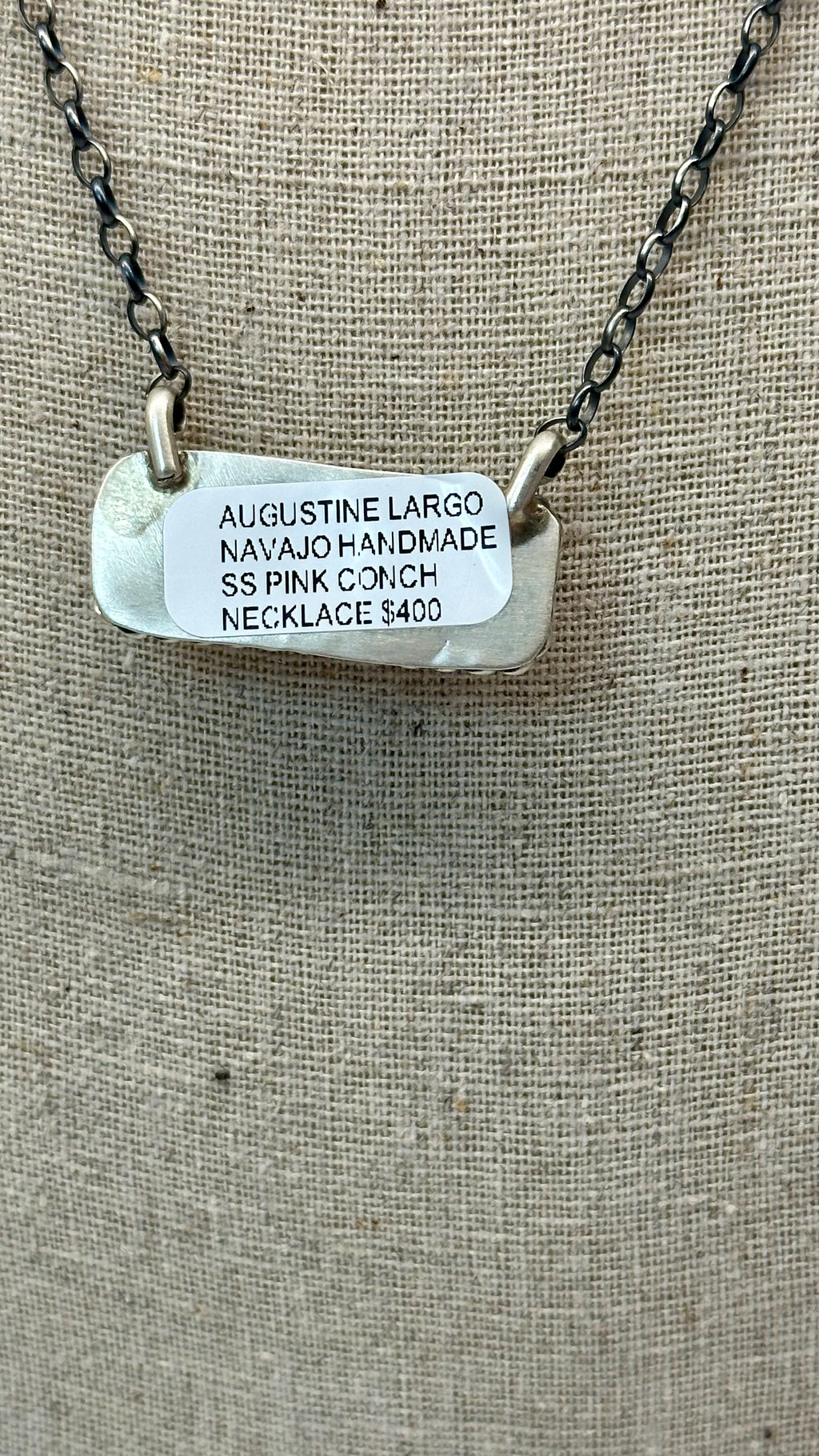 Native Pink Conch large Bar Necklace