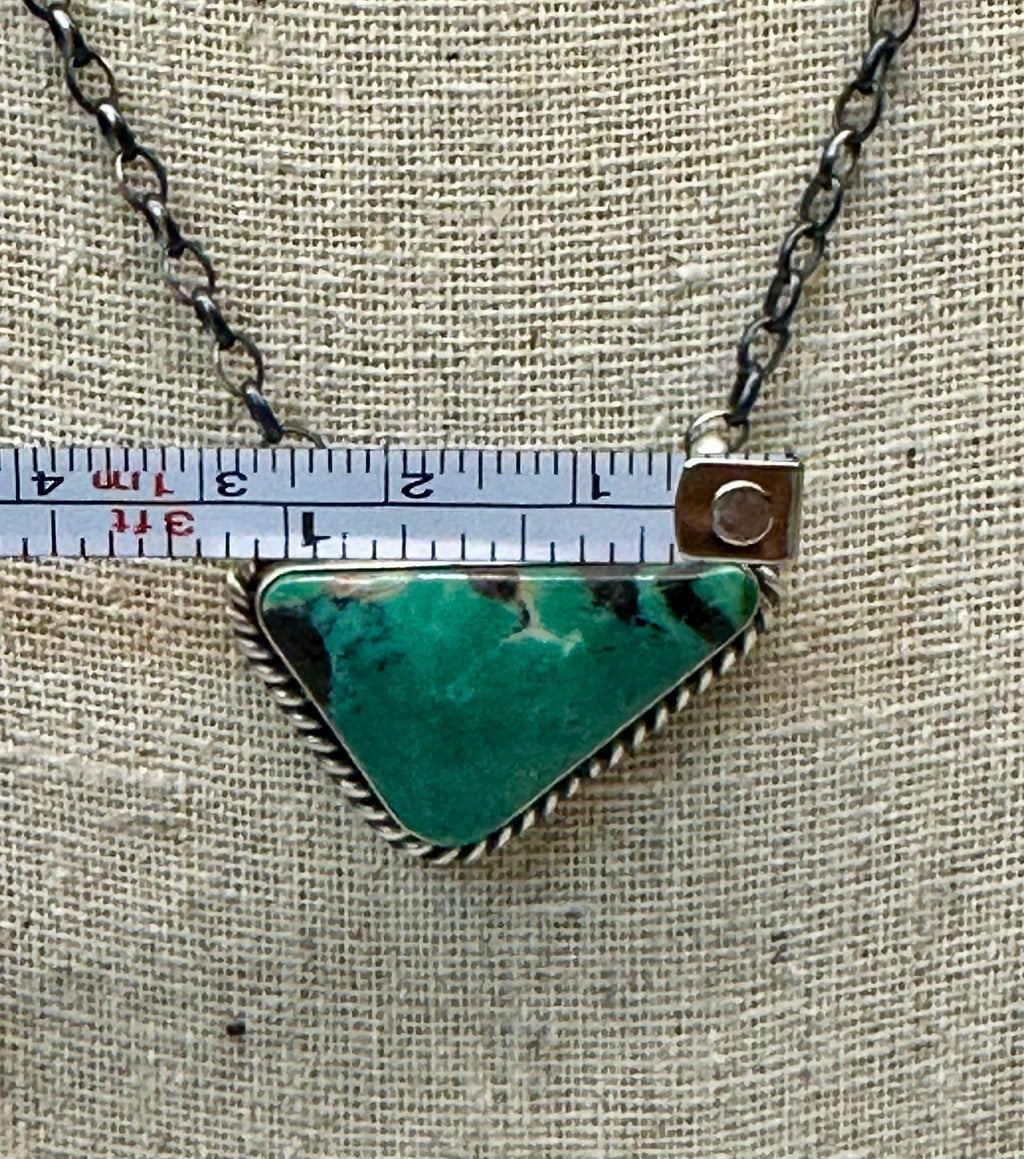 Native Sterling Silver Turquoise Large Bar Necklace