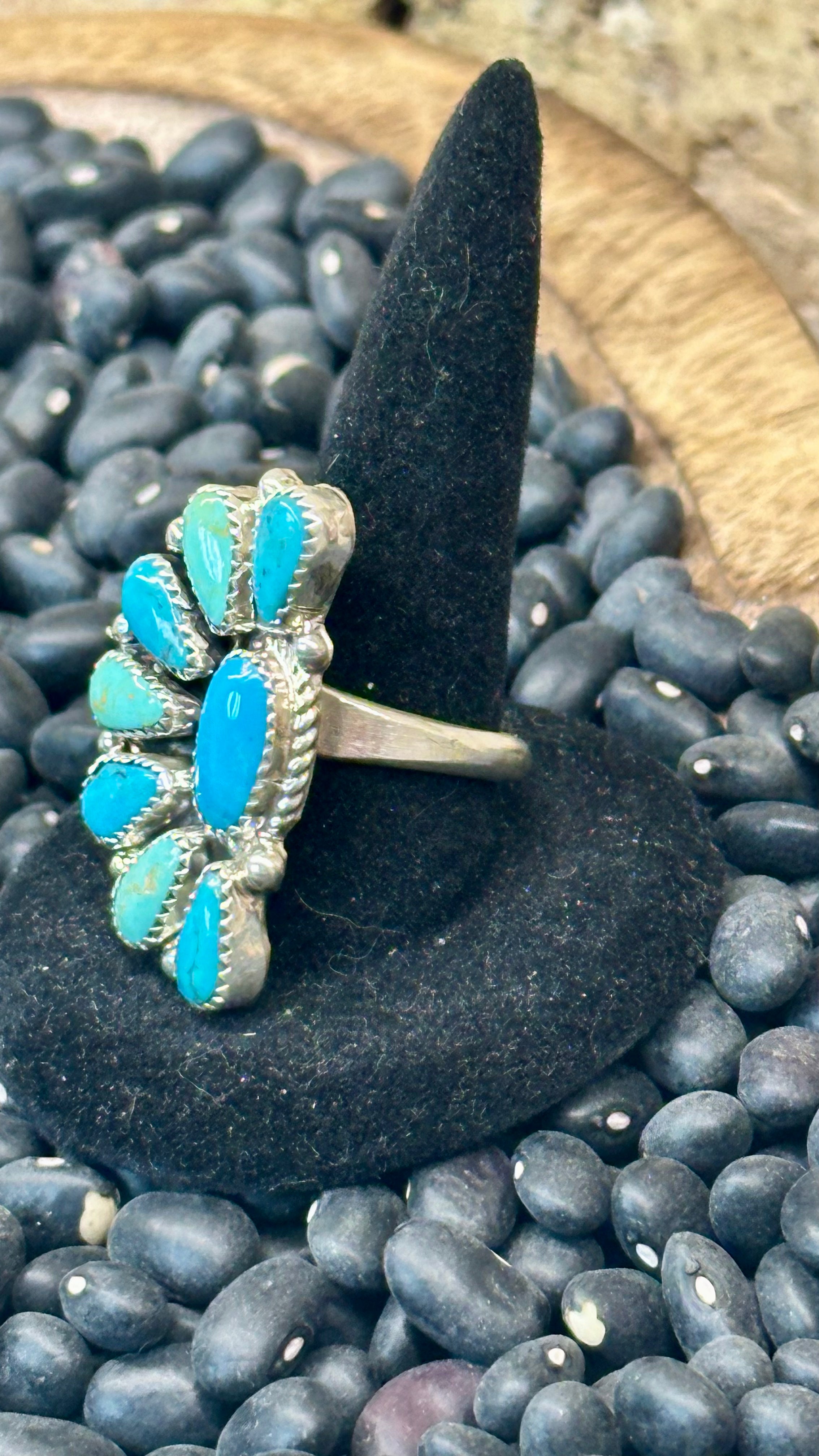 Native Kingman Turquoise 1/2 cluster Ring