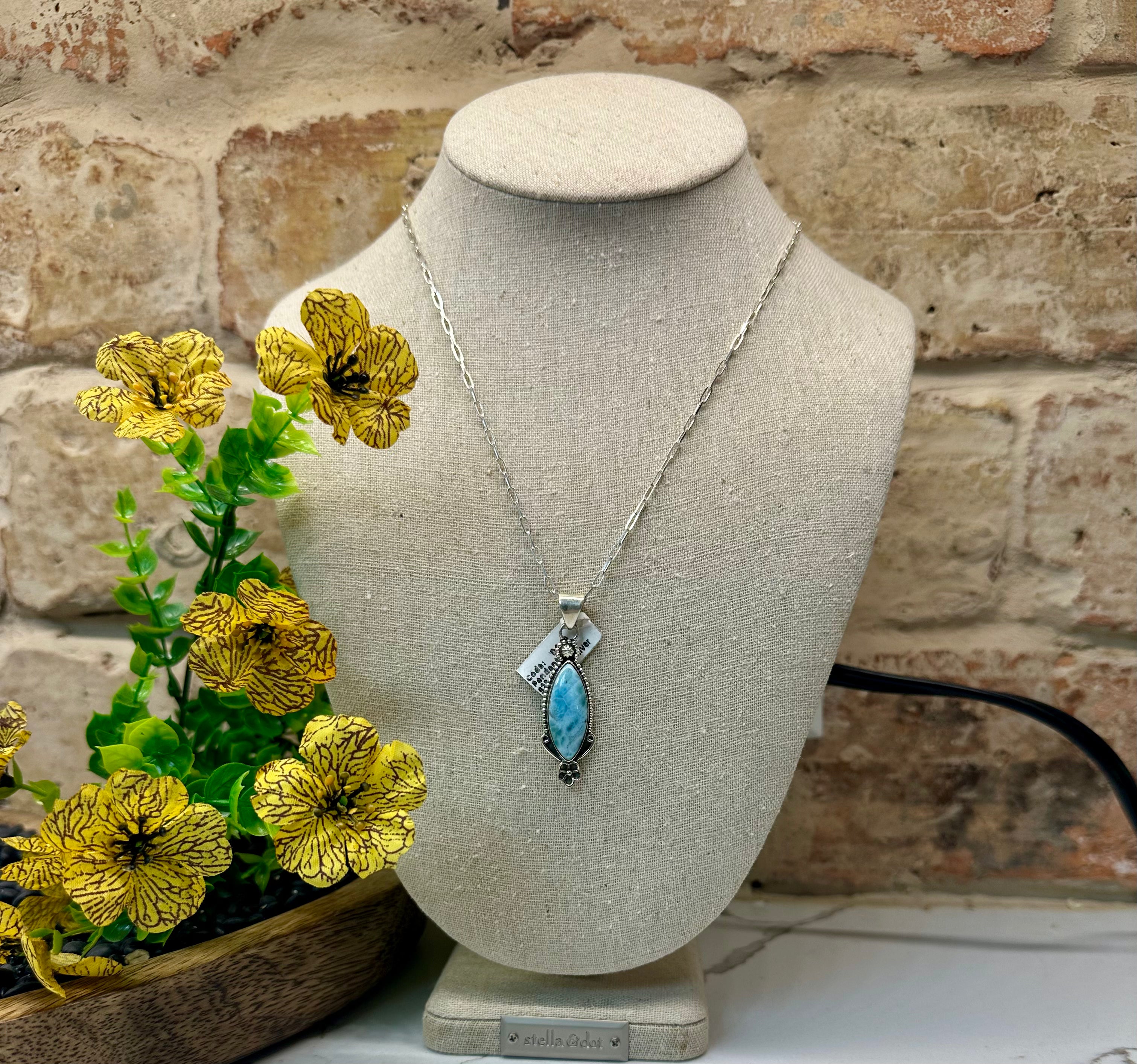 Sterling Silver Larimar Necklace