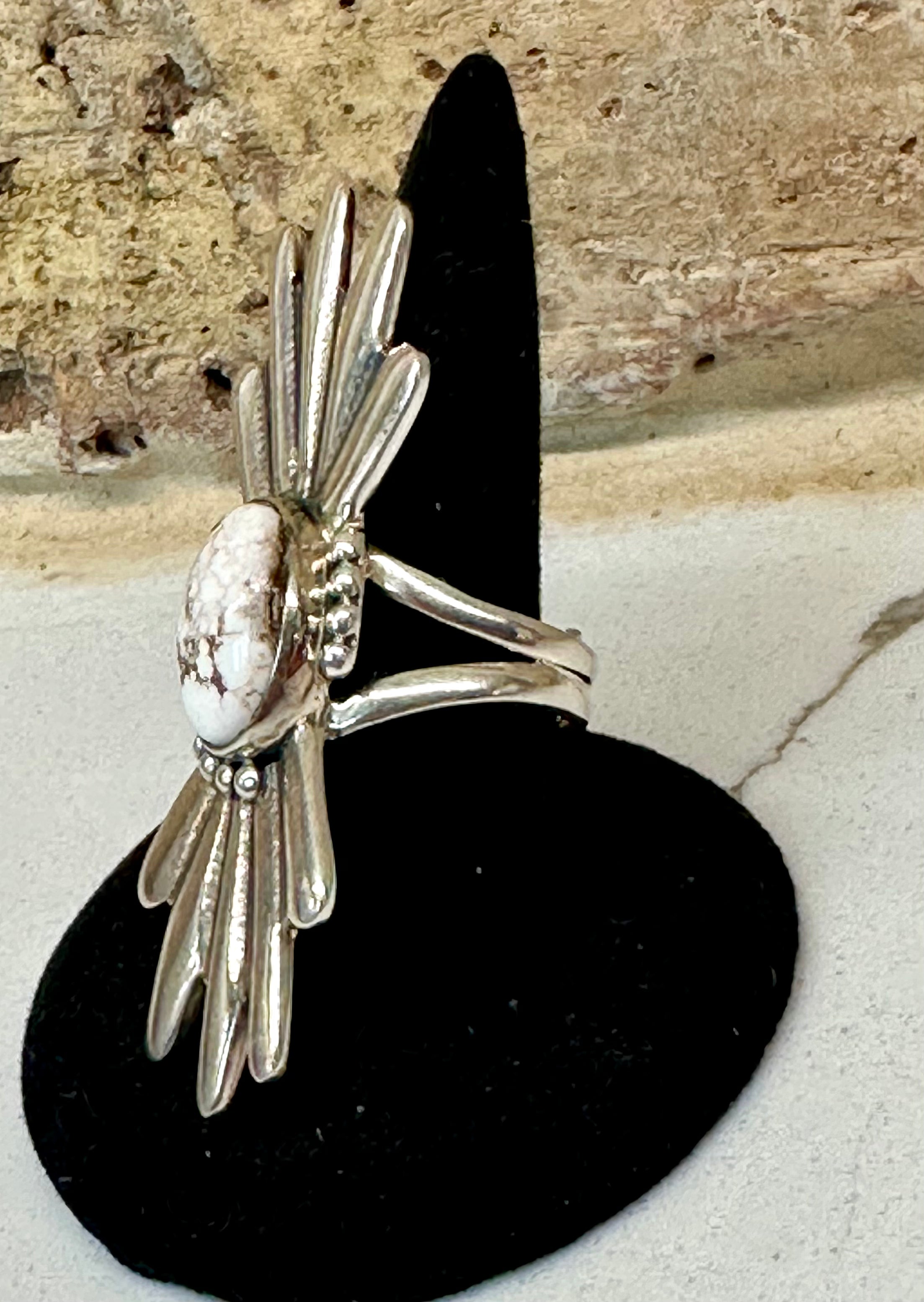 White Buffalo Sterling Silver Ring