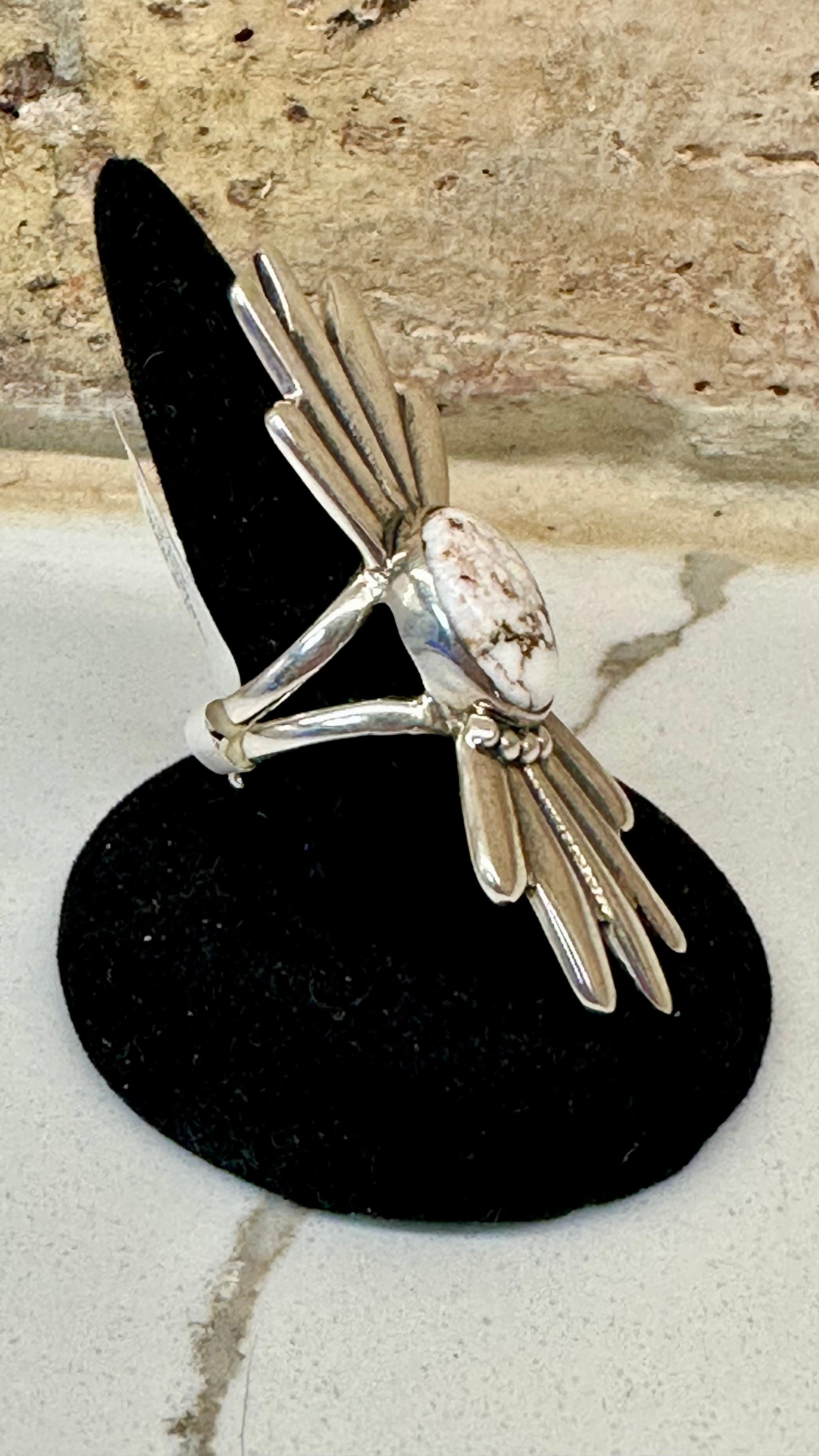 White Buffalo Sterling Silver Ring
