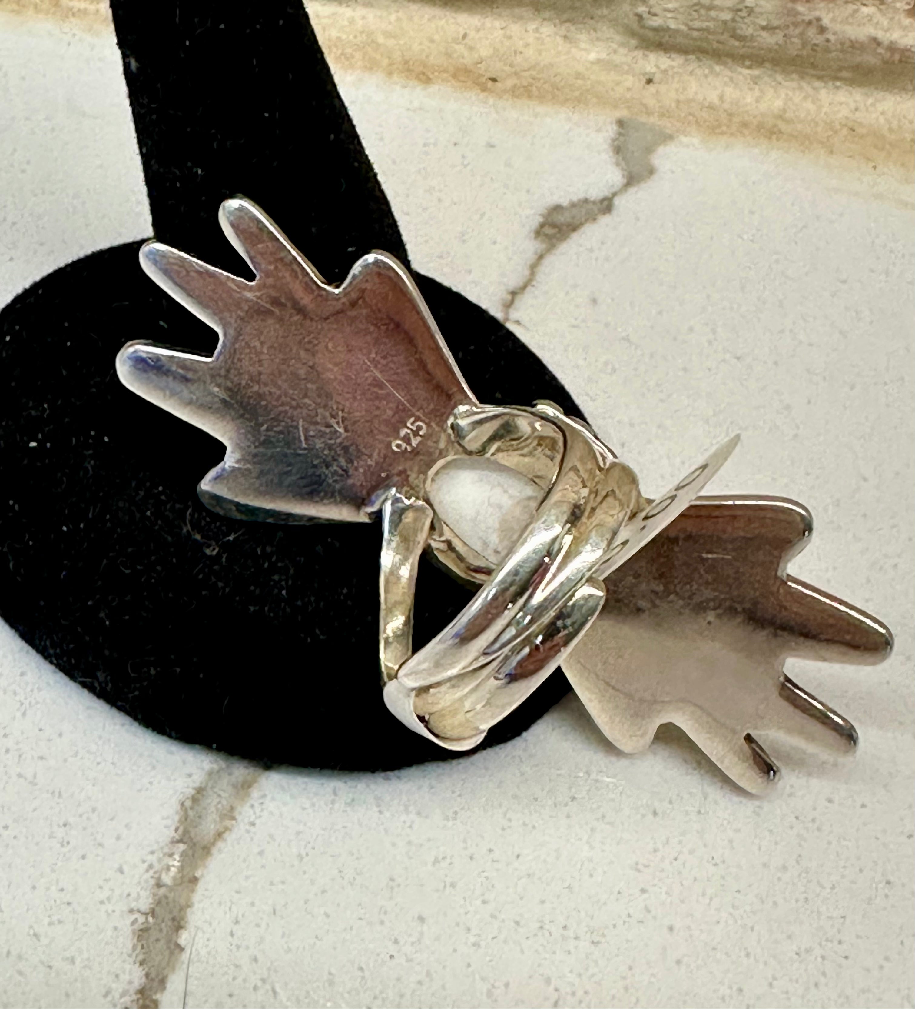 White Buffalo Sterling Silver Ring