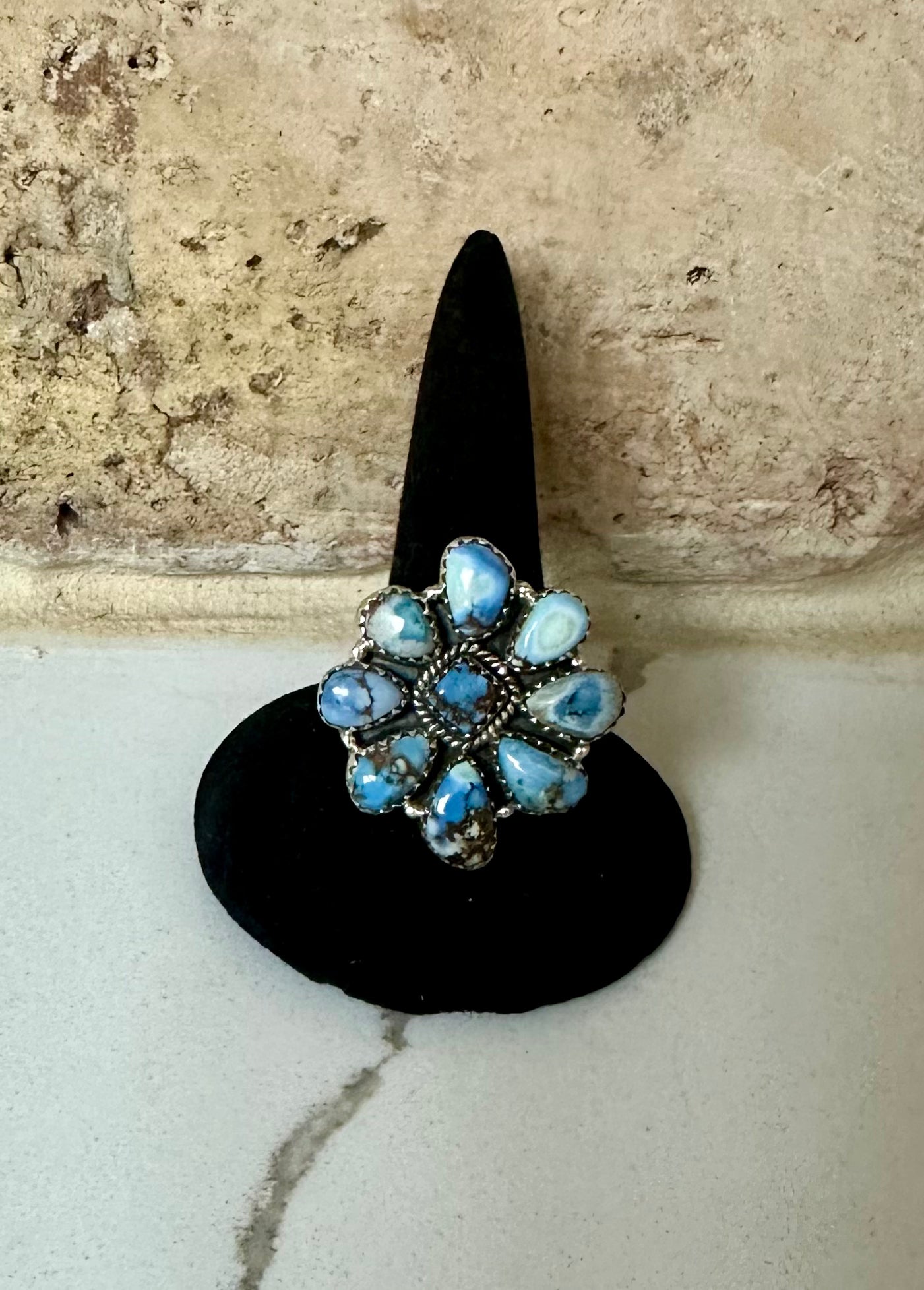 Golden Hill Cluster Sterling Silver Ring