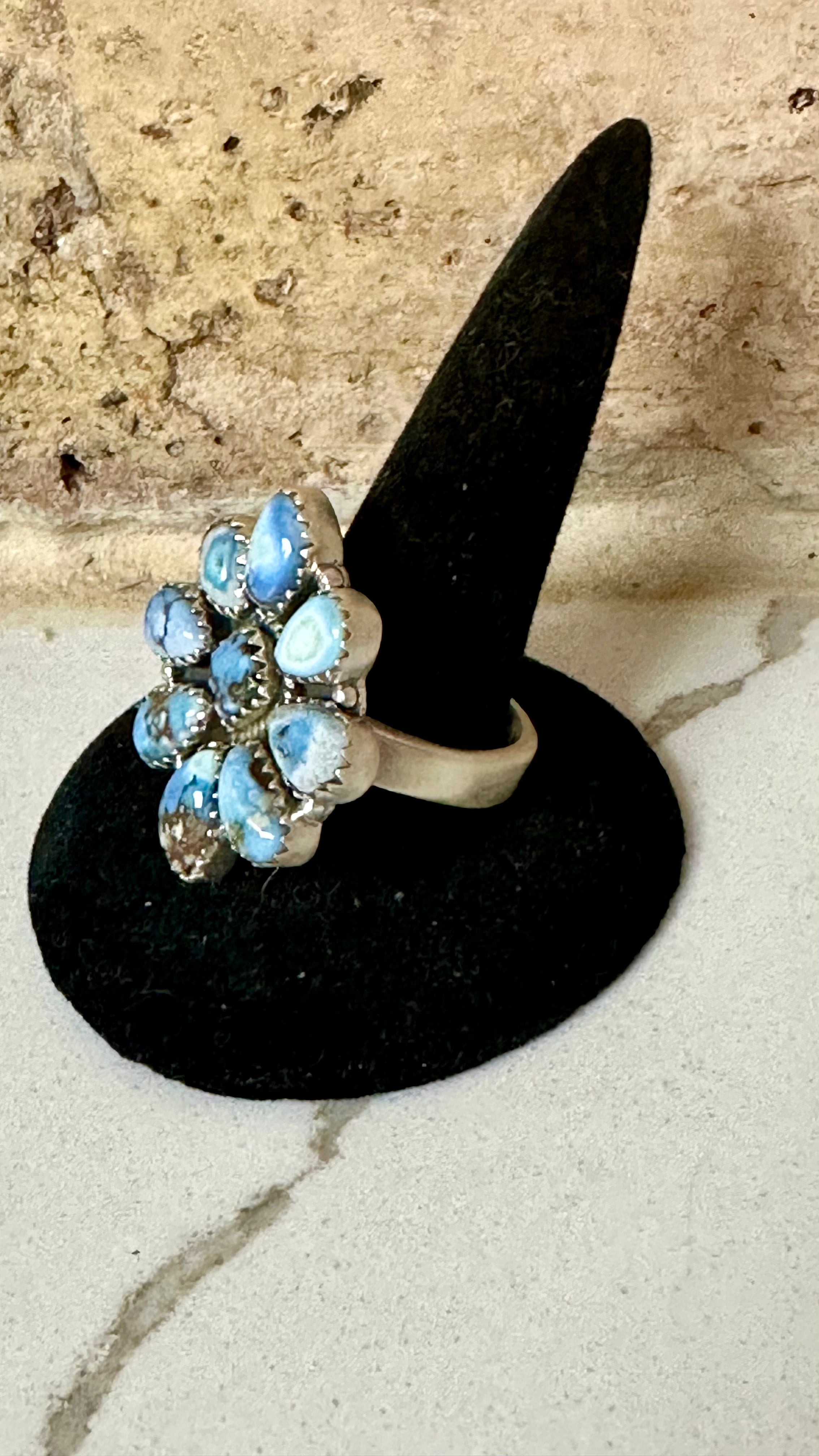 Golden Hill Cluster Sterling Silver Ring