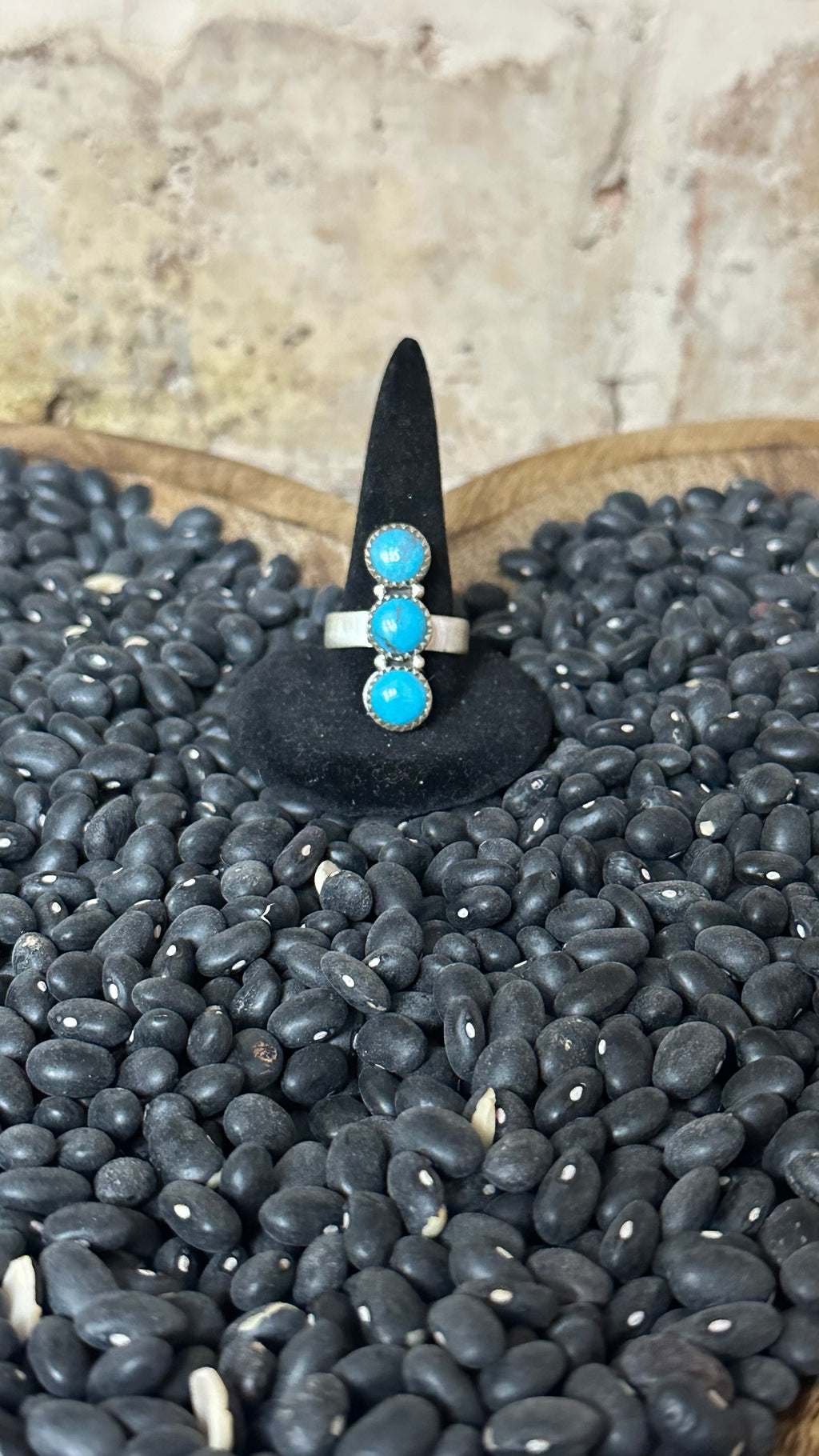 Blue Kingman Sterling Silver Triple Stone Ring