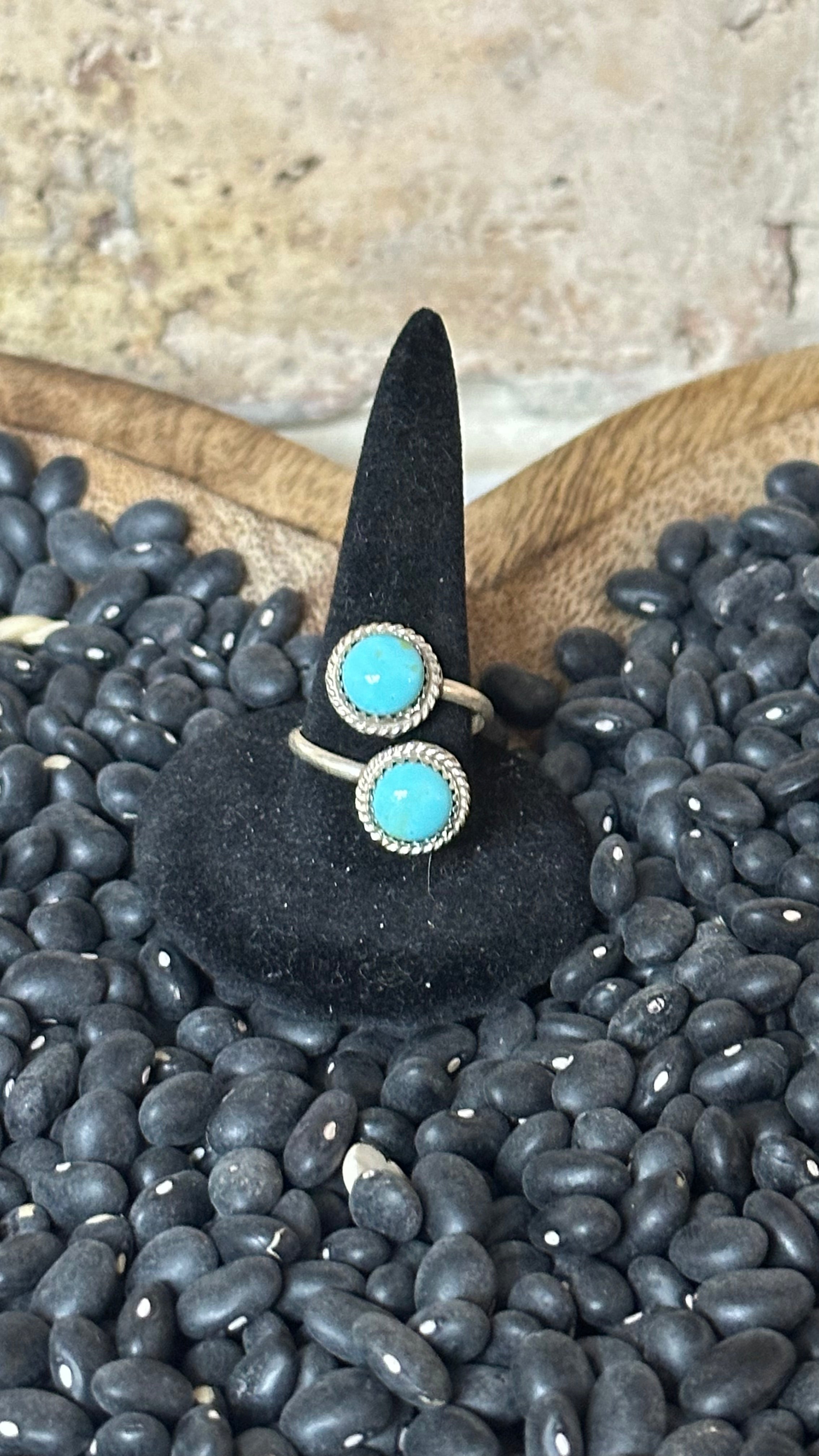 Native Kingman TQ Sterling Silver By-pass Ring