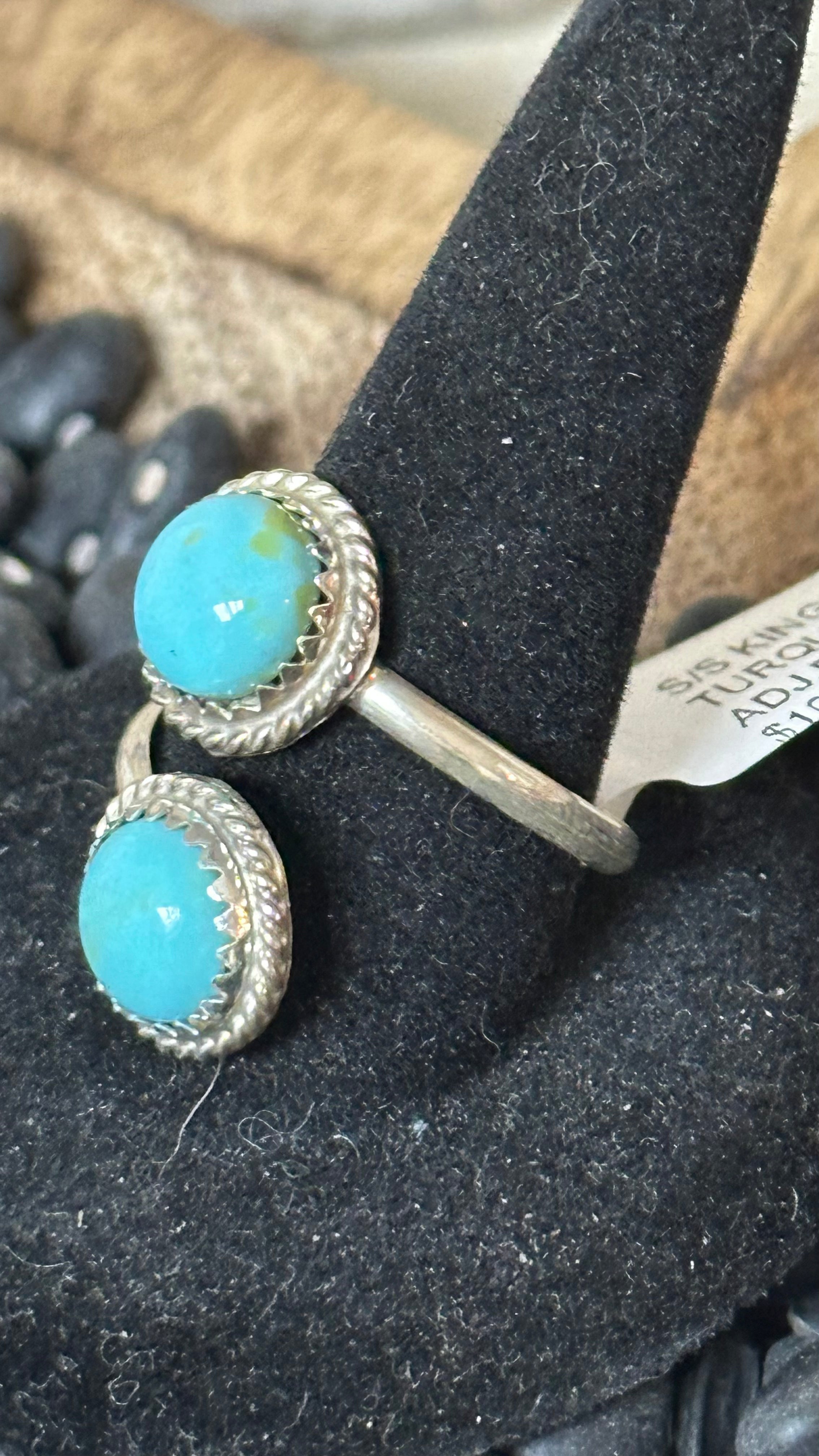 Native Kingman TQ Sterling Silver By-pass Ring