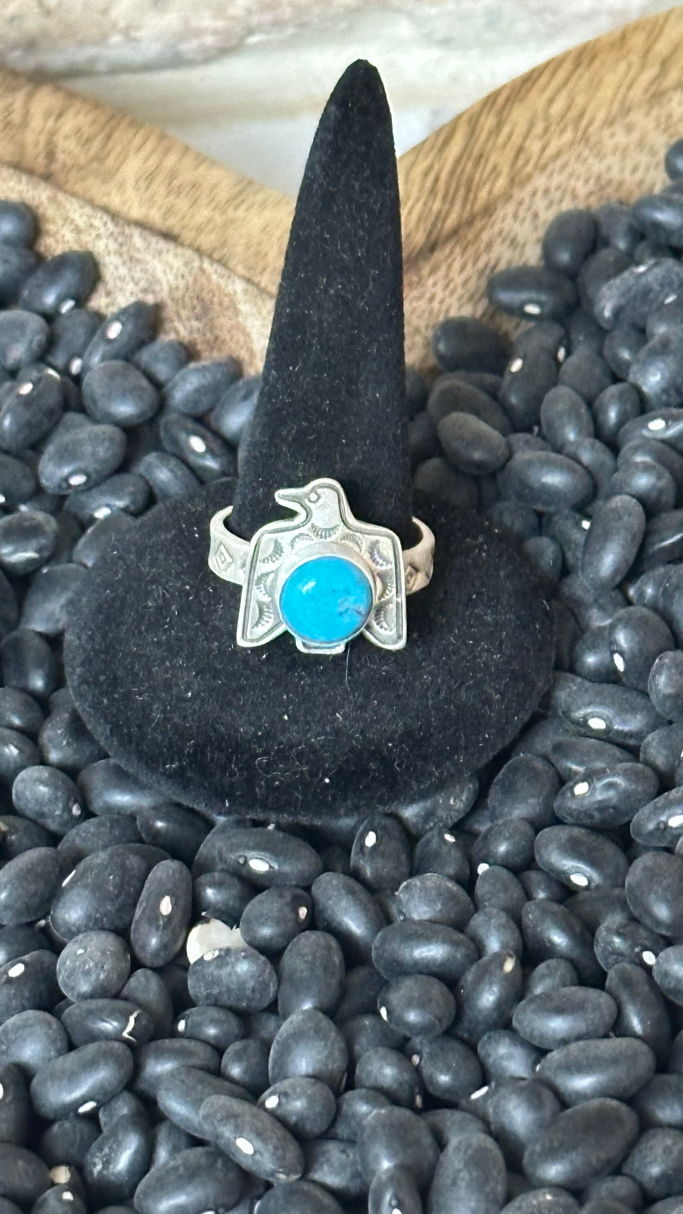 Kingman TQ Sterling Silver Falcon Ring