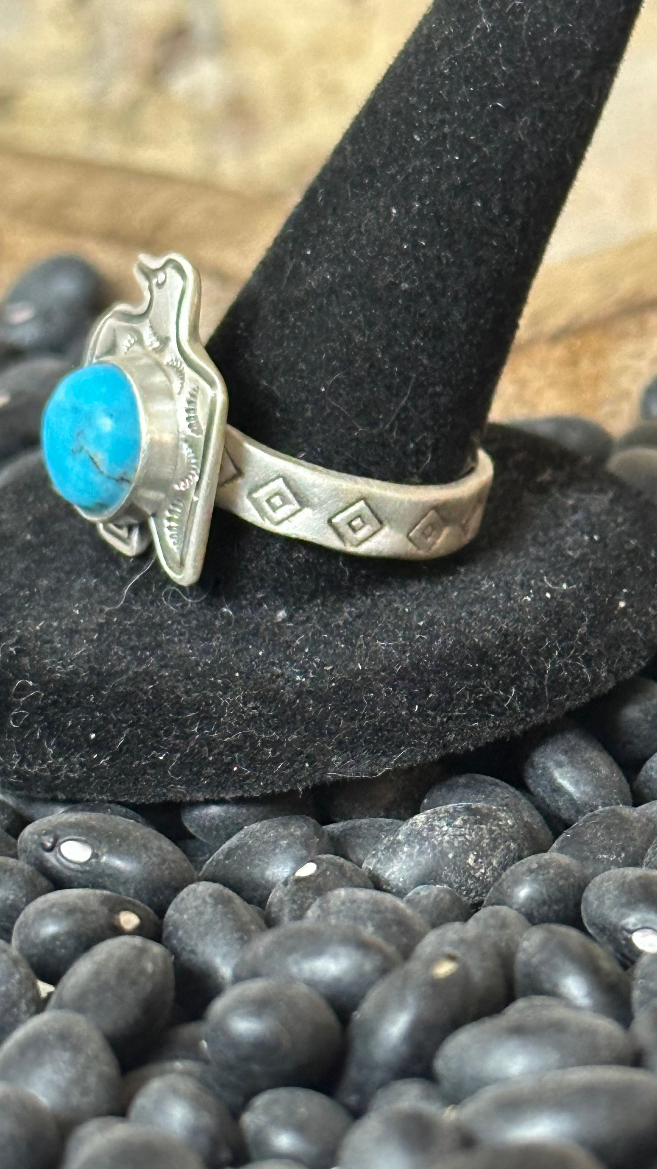 Kingman TQ Sterling Silver Falcon Ring