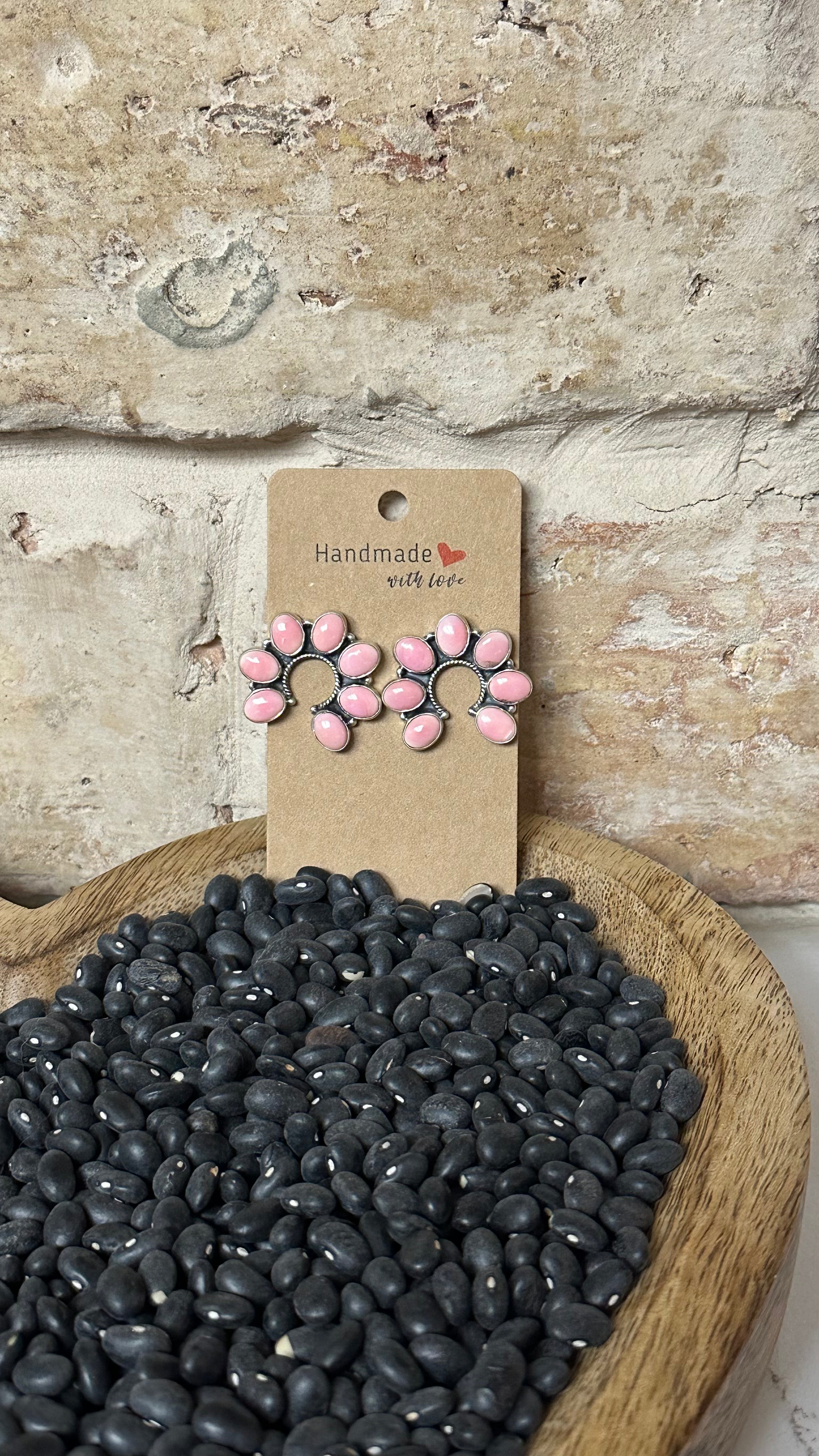 Pink Conch Sterling Silver Naja Earrings