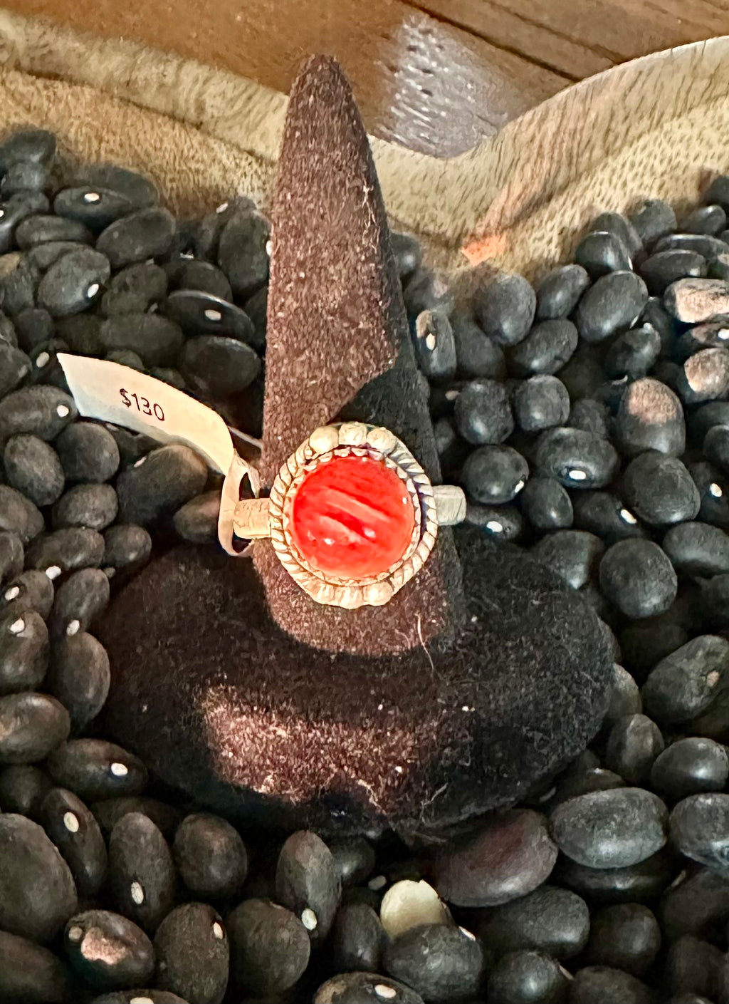 Orange Spiny Sterling Silver Ring