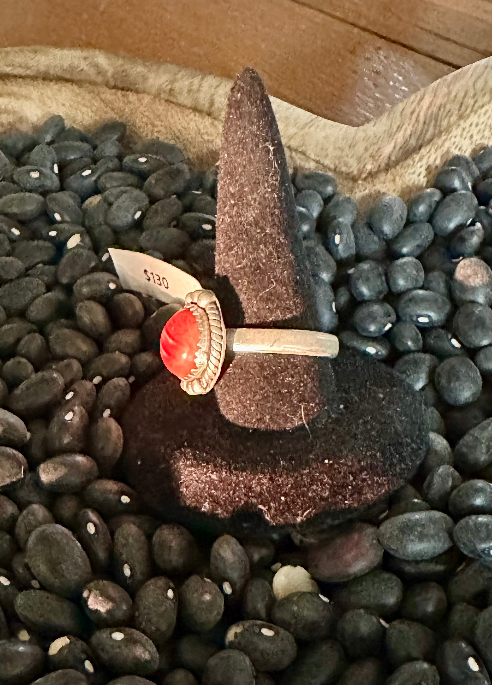 Orange Spiny Sterling Silver Ring