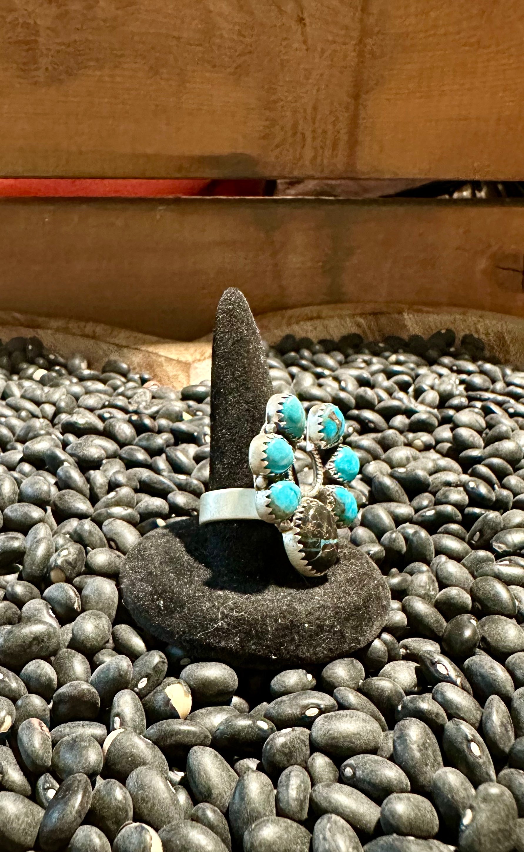 BlackJack/Blue Kingman Turquoise Sterling Silver Naja Ring