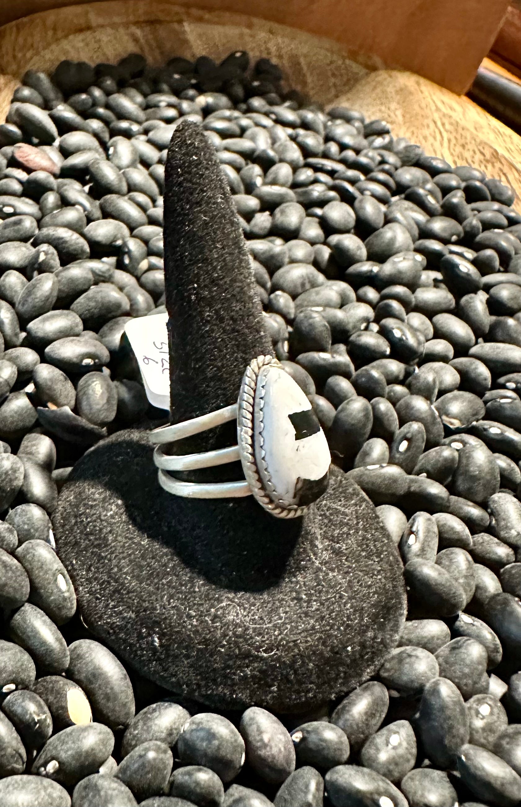 Sterling Silver White Buffalo Ring