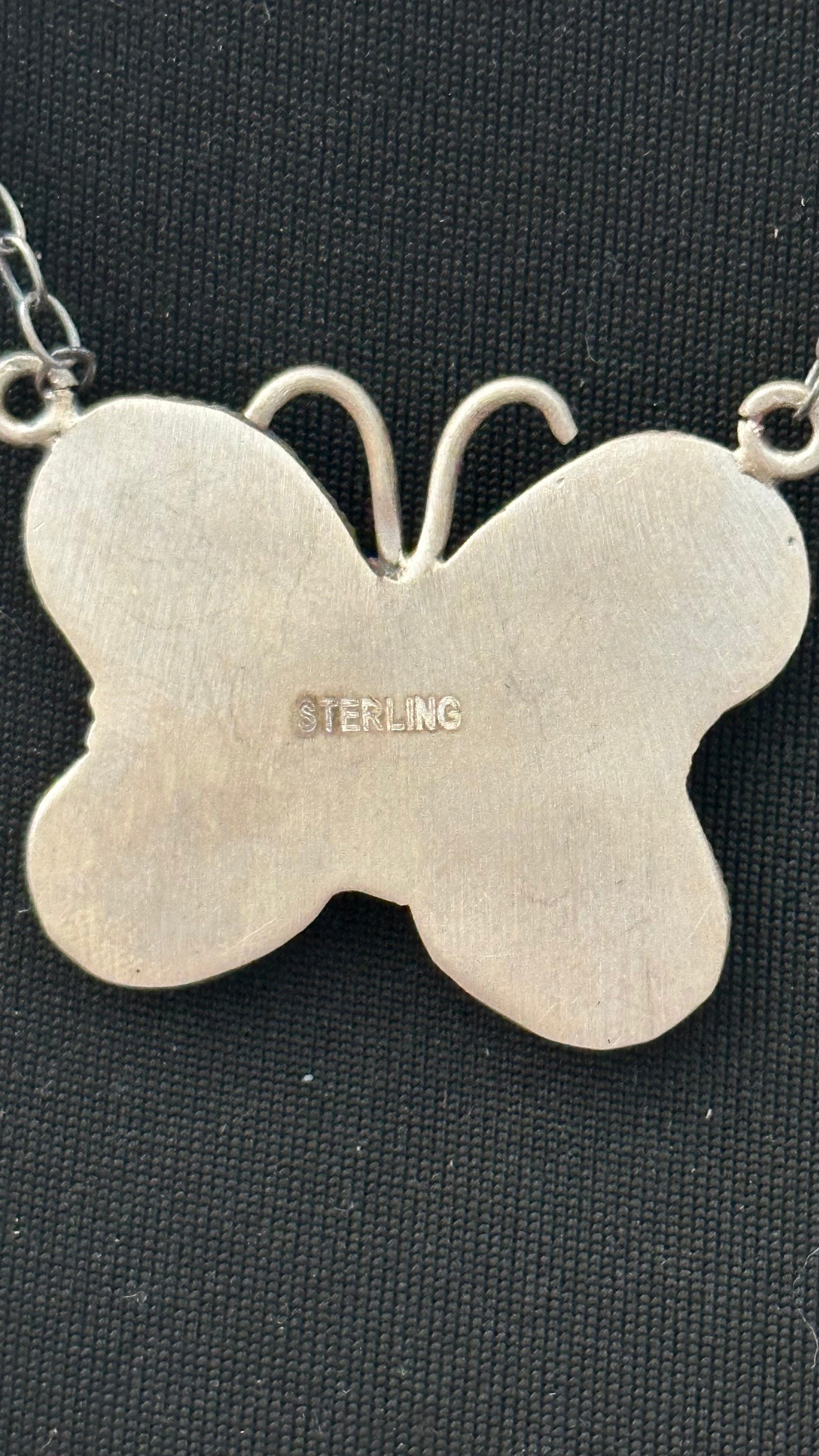 Sterling Silver #8 Turquoise Butterfly Necklace