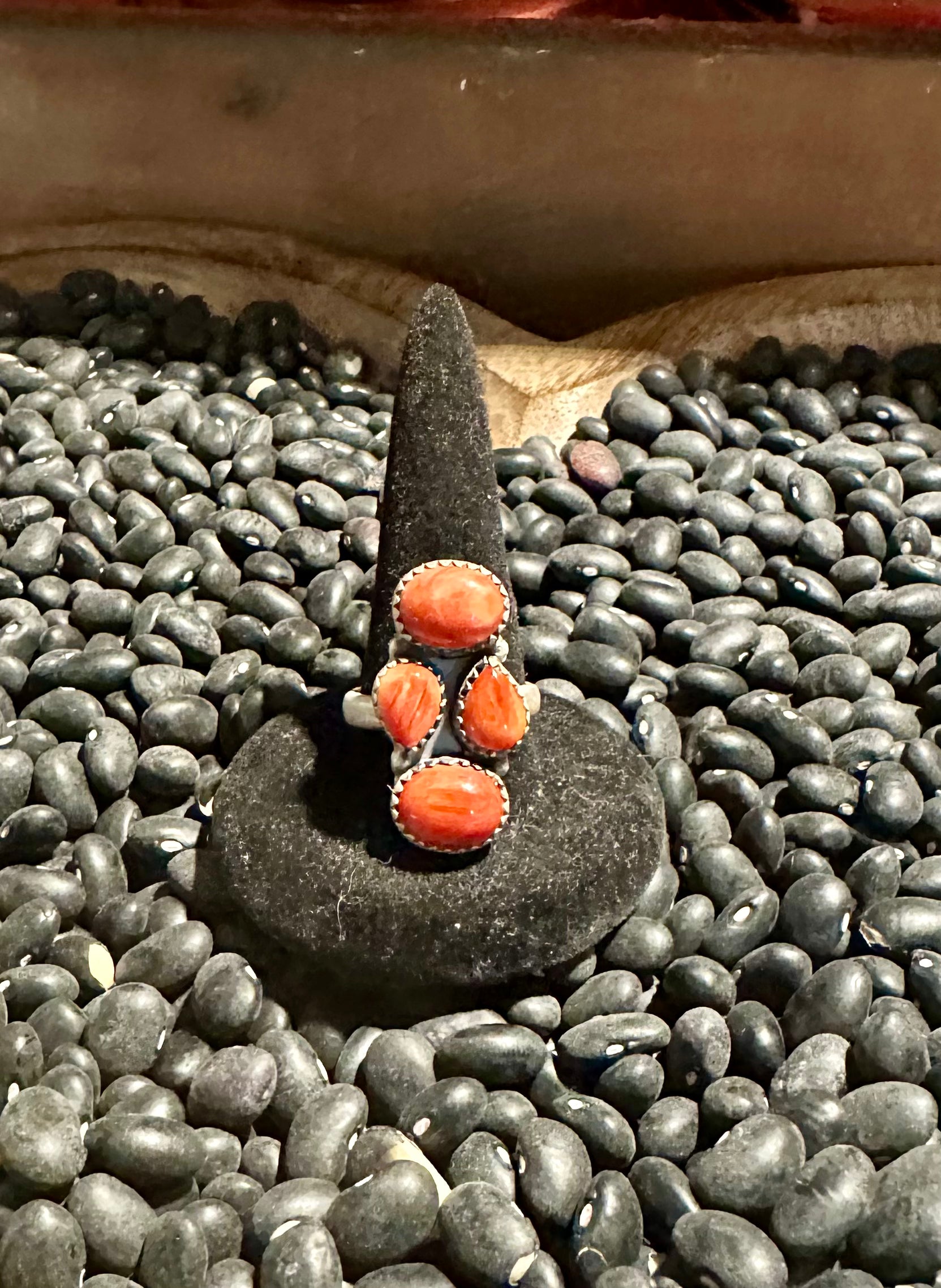 Orange Spiny Sterling Silver Ring