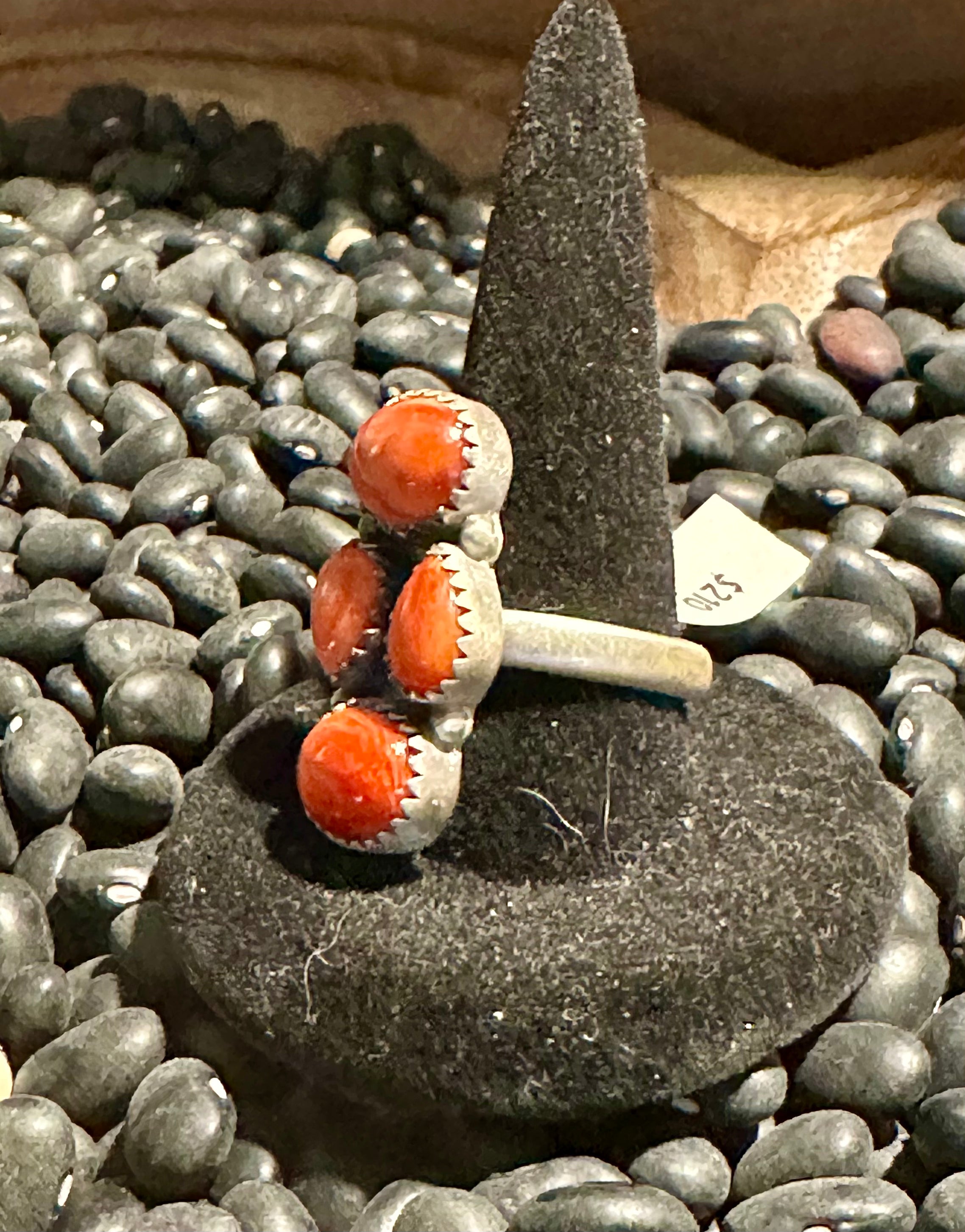 Orange Spiny Sterling Silver Ring