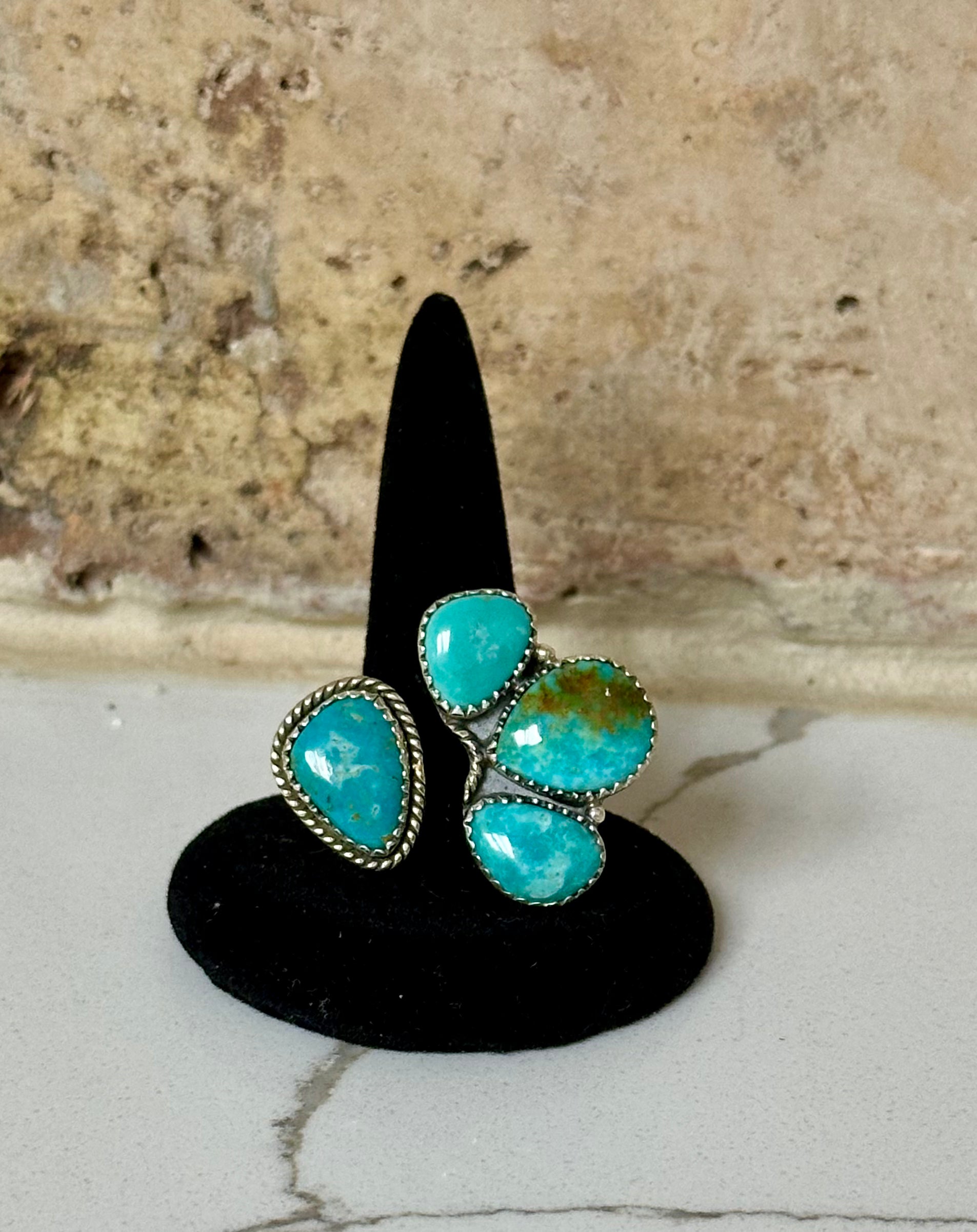 Sterling Silver Campitos Turquoise Floater Ring