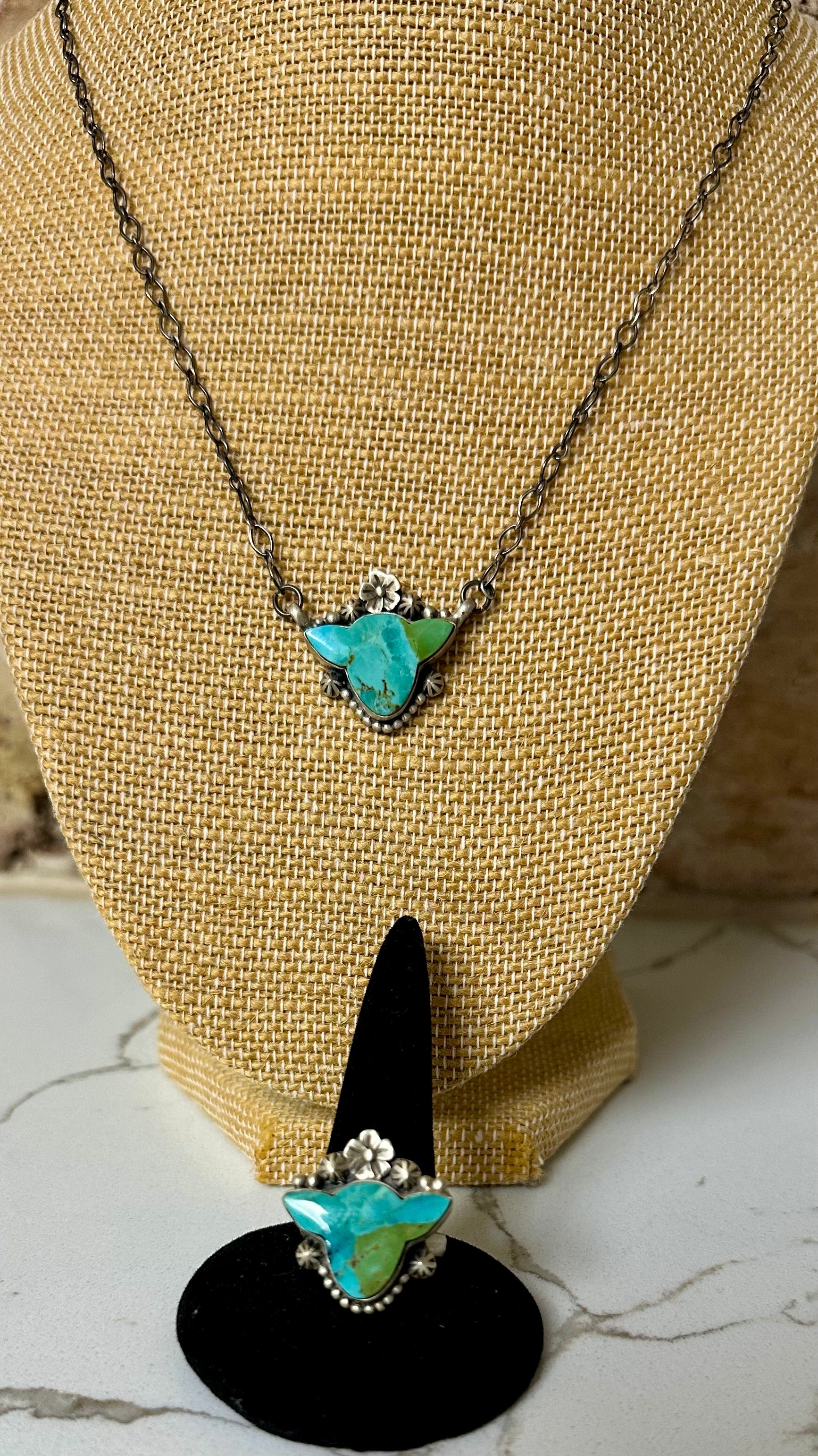 Mojave Turquoise Sterling Silver cow head ring