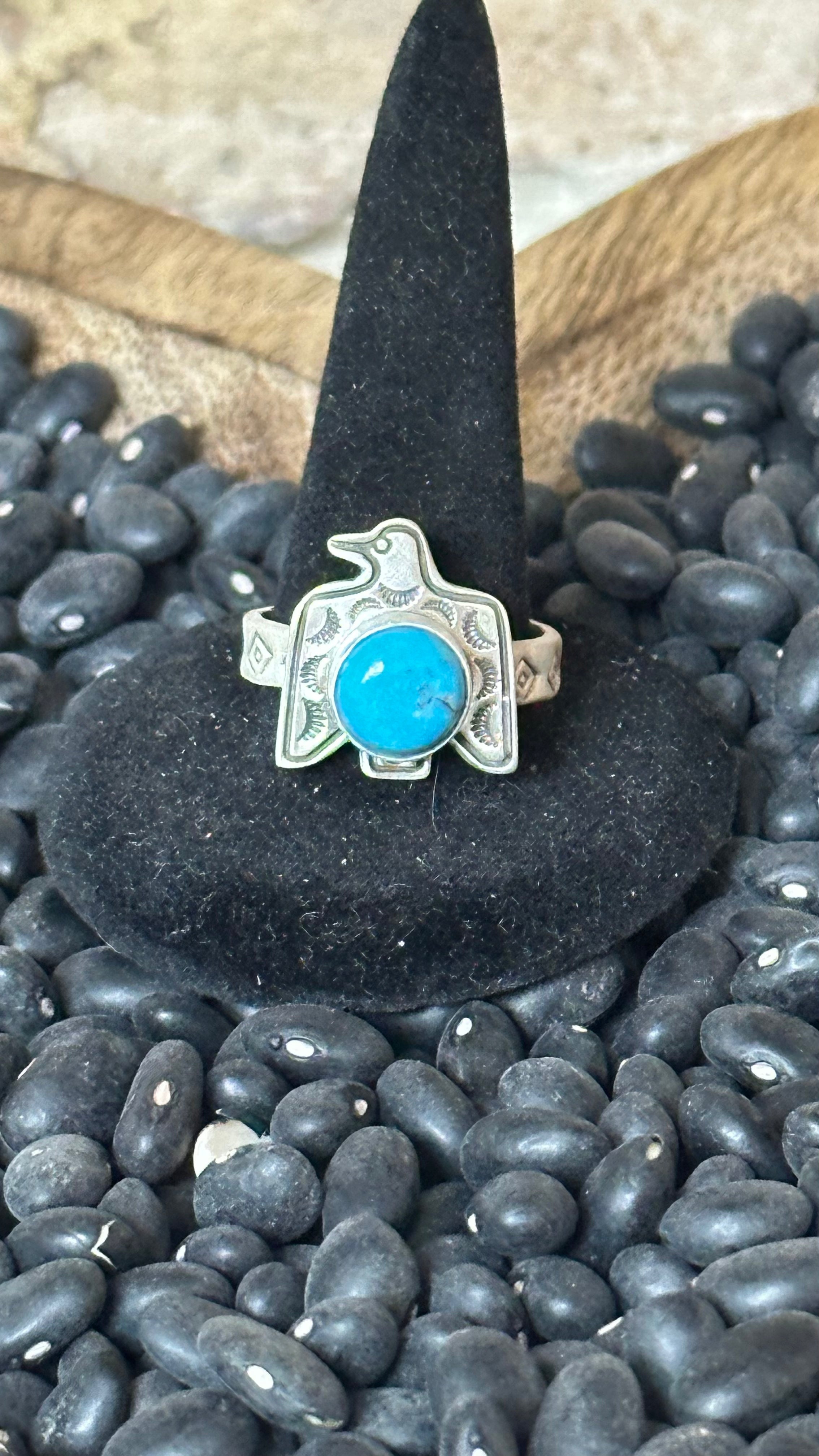 Kingman TQ Sterling Silver Falcon Ring