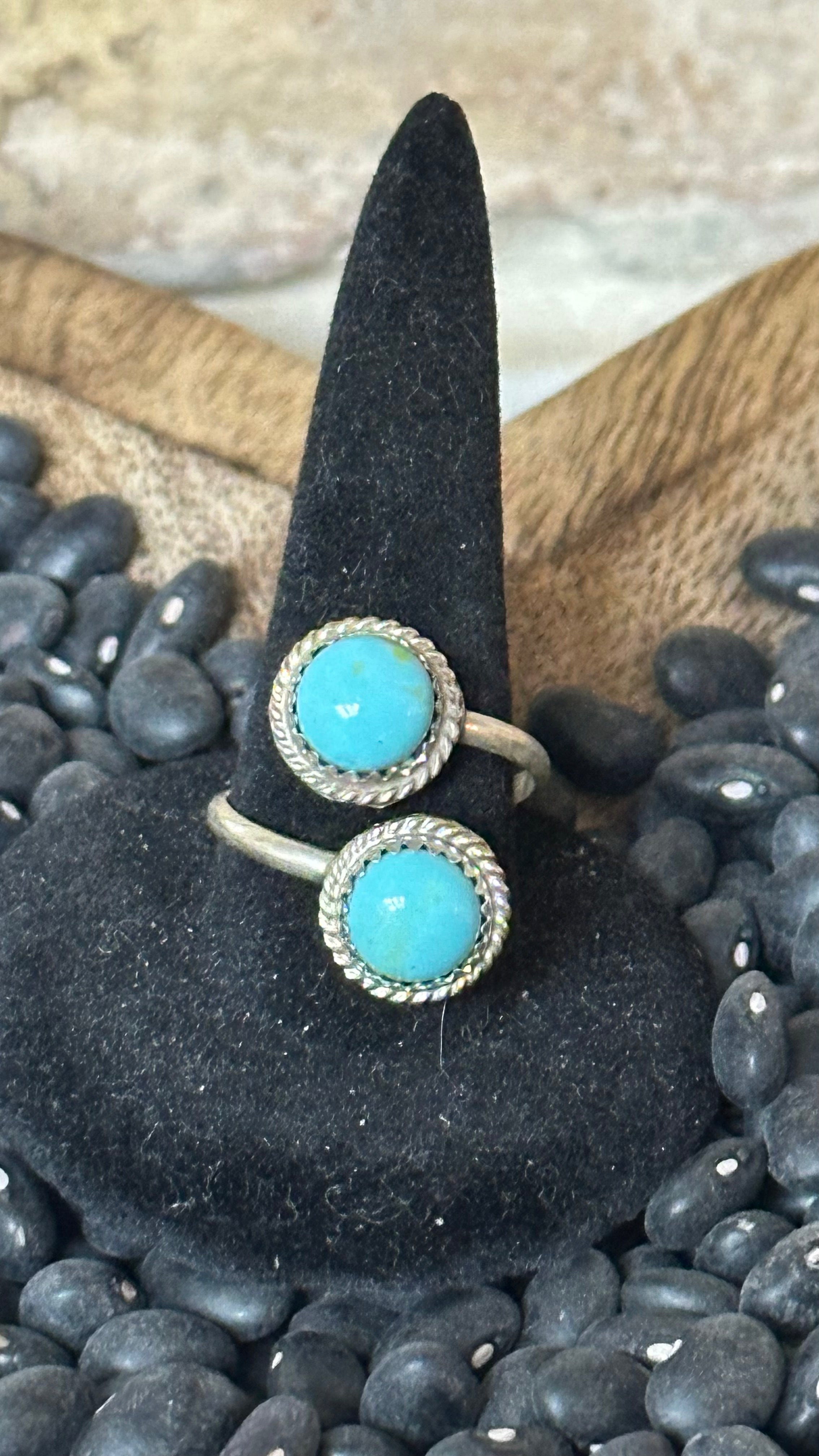 Native Kingman TQ Sterling Silver By-pass Ring