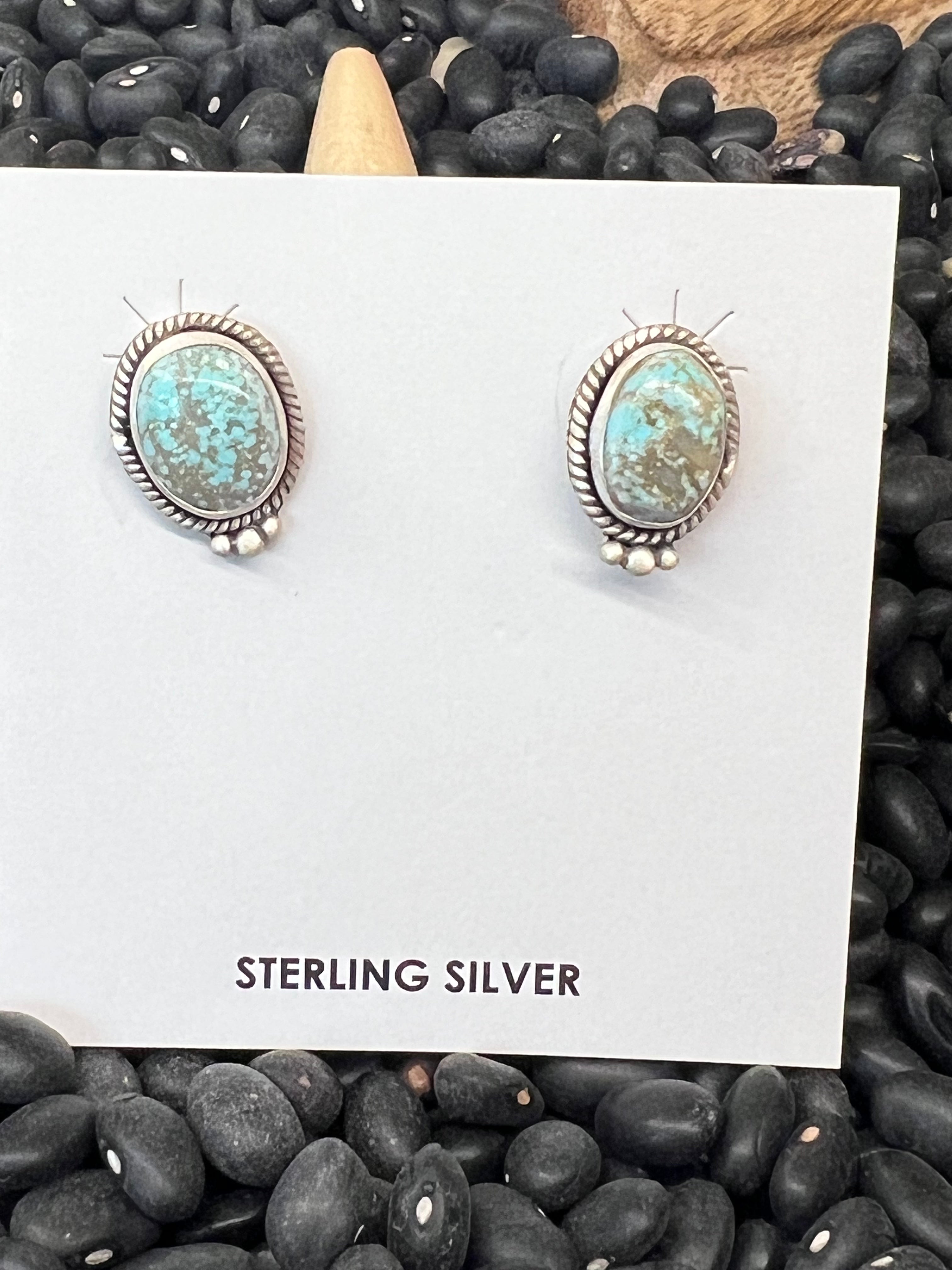 Sterling Silver Mine 8 Turquoise Studs