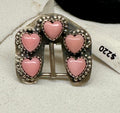 Sterling Silver Pink Conch Heart Buckle Ring