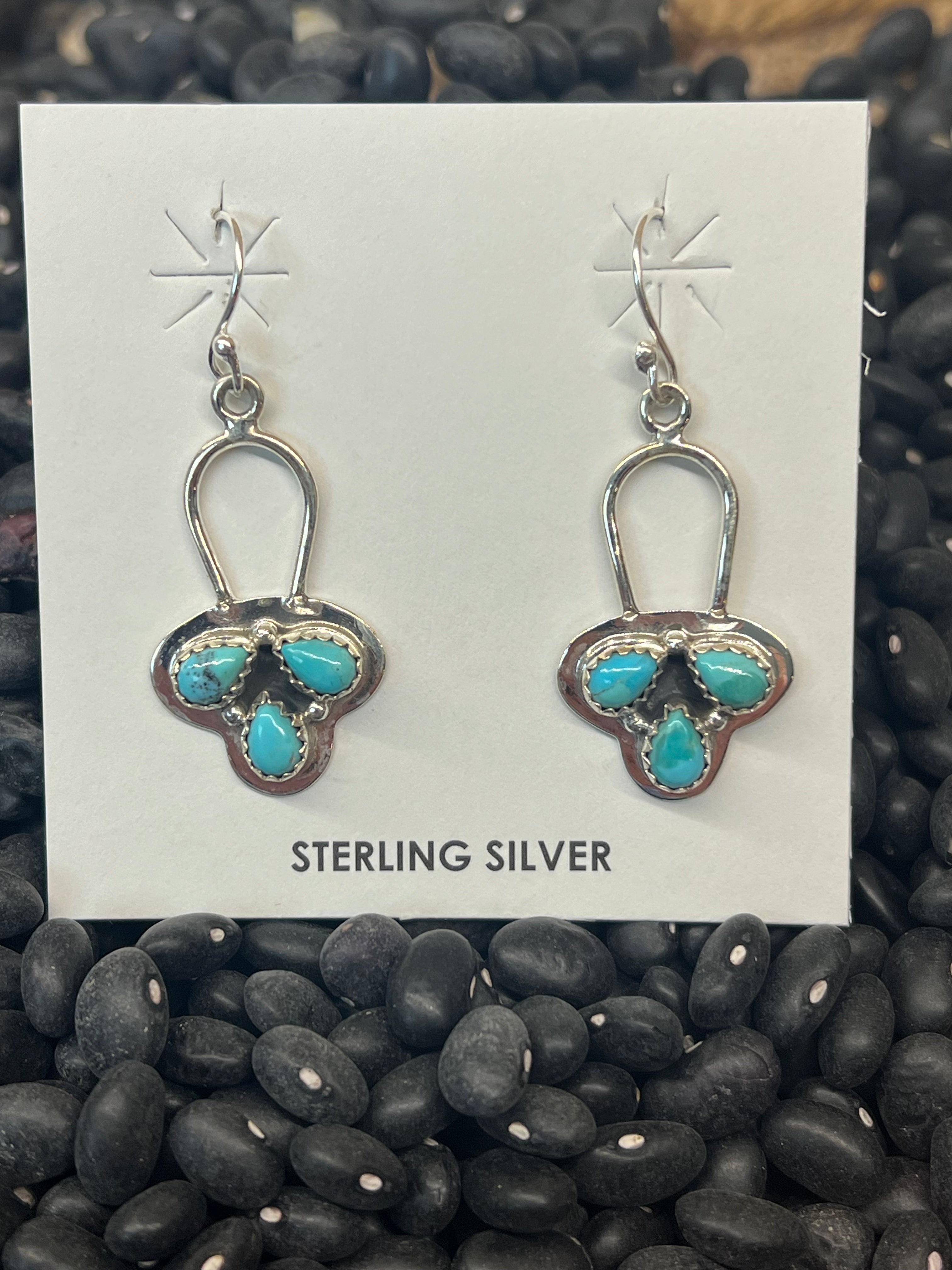 Sterling Silver Triple Kingman Turquoise Dangles