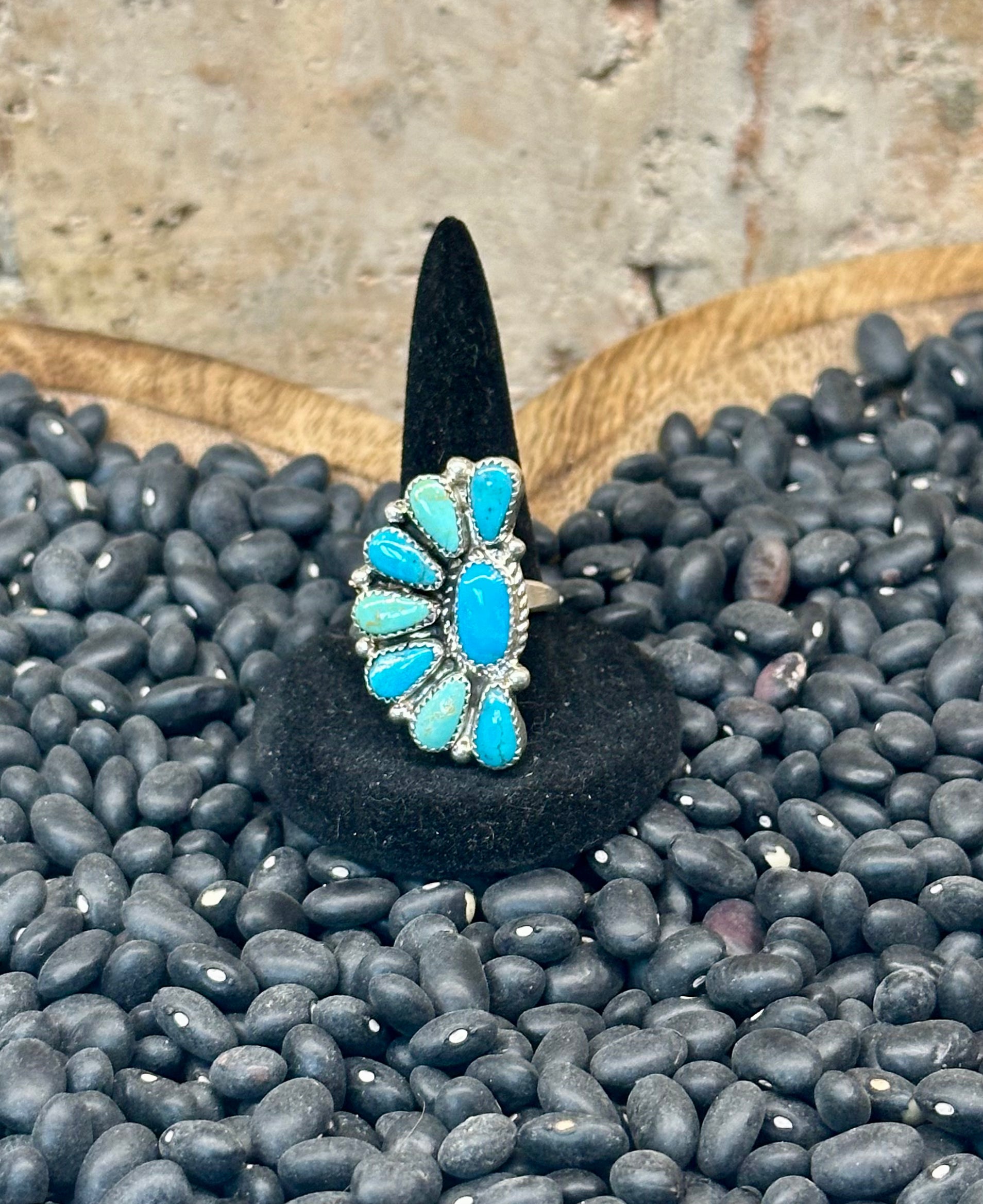 Native Kingman Turquoise 1/2 cluster Ring