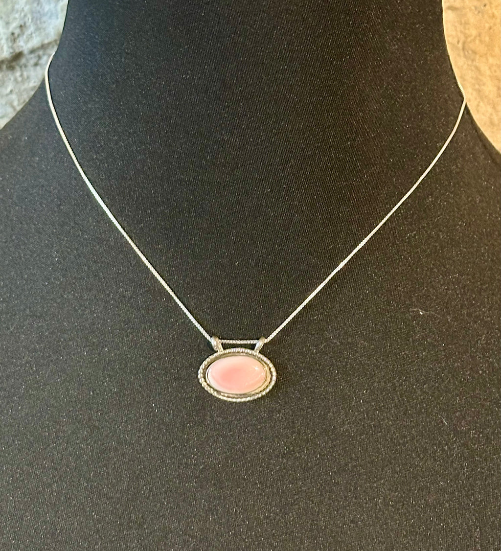 Native Pink Conch Sterling Silver Necklace